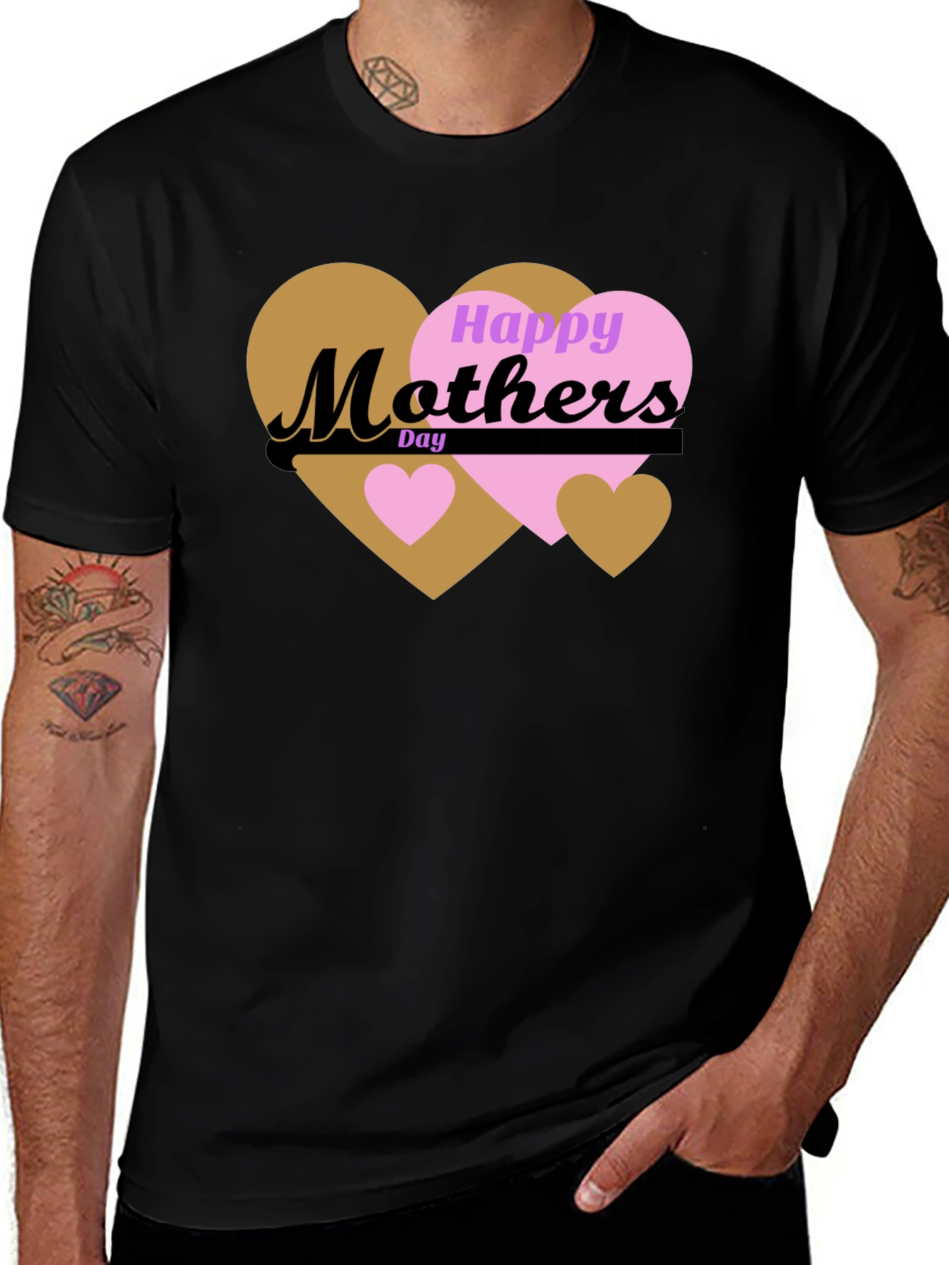Happy Mother's Day Black Graphic T-Shirt