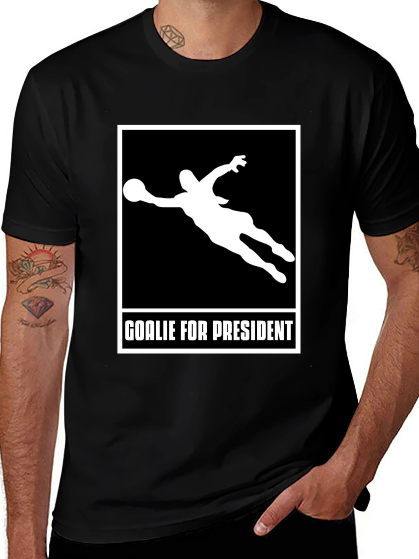Variant 2 of Goalie for President Graphic T-Shirt