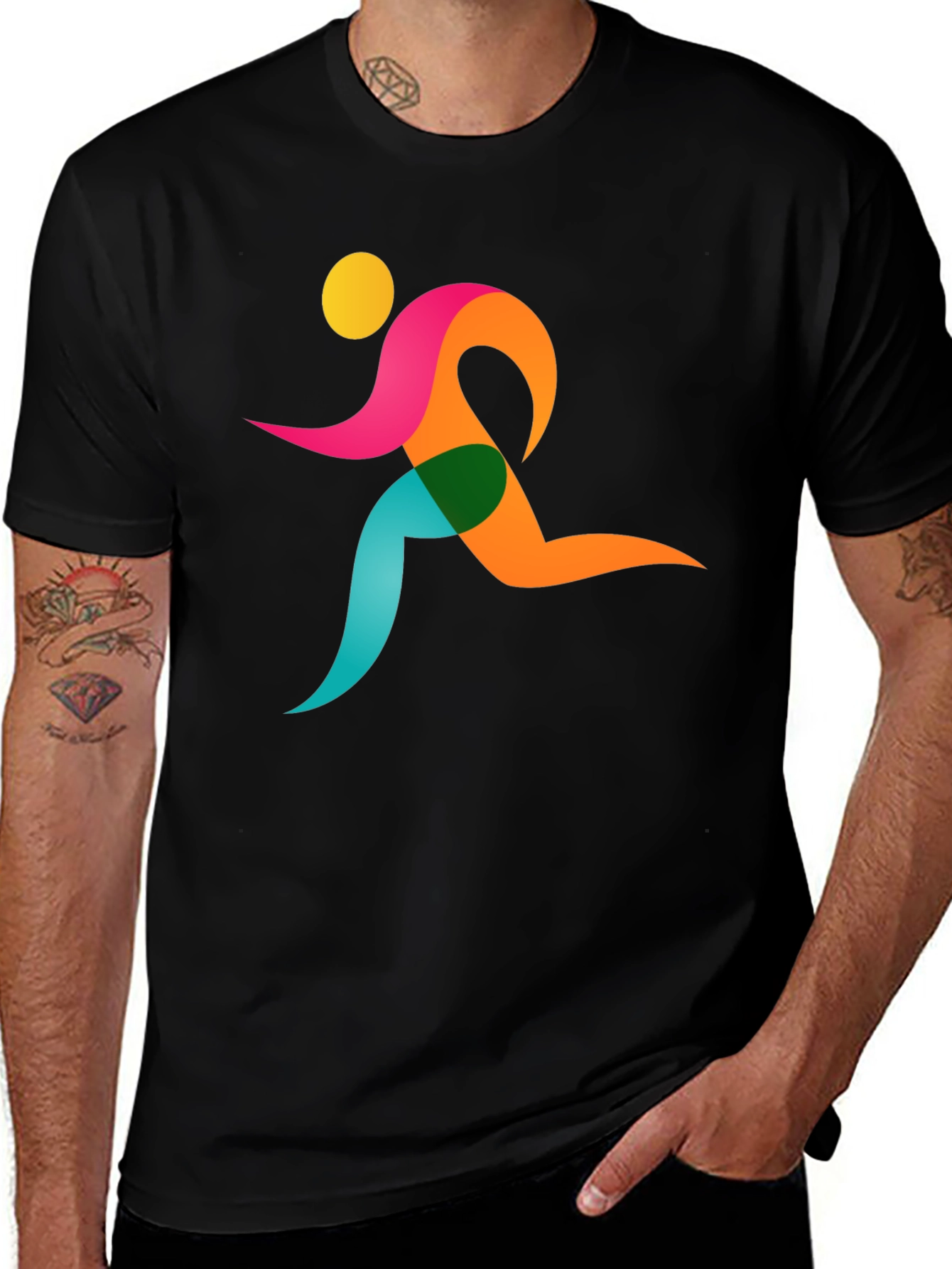 Variant 22 of Runner Graphic Black T-Shirt