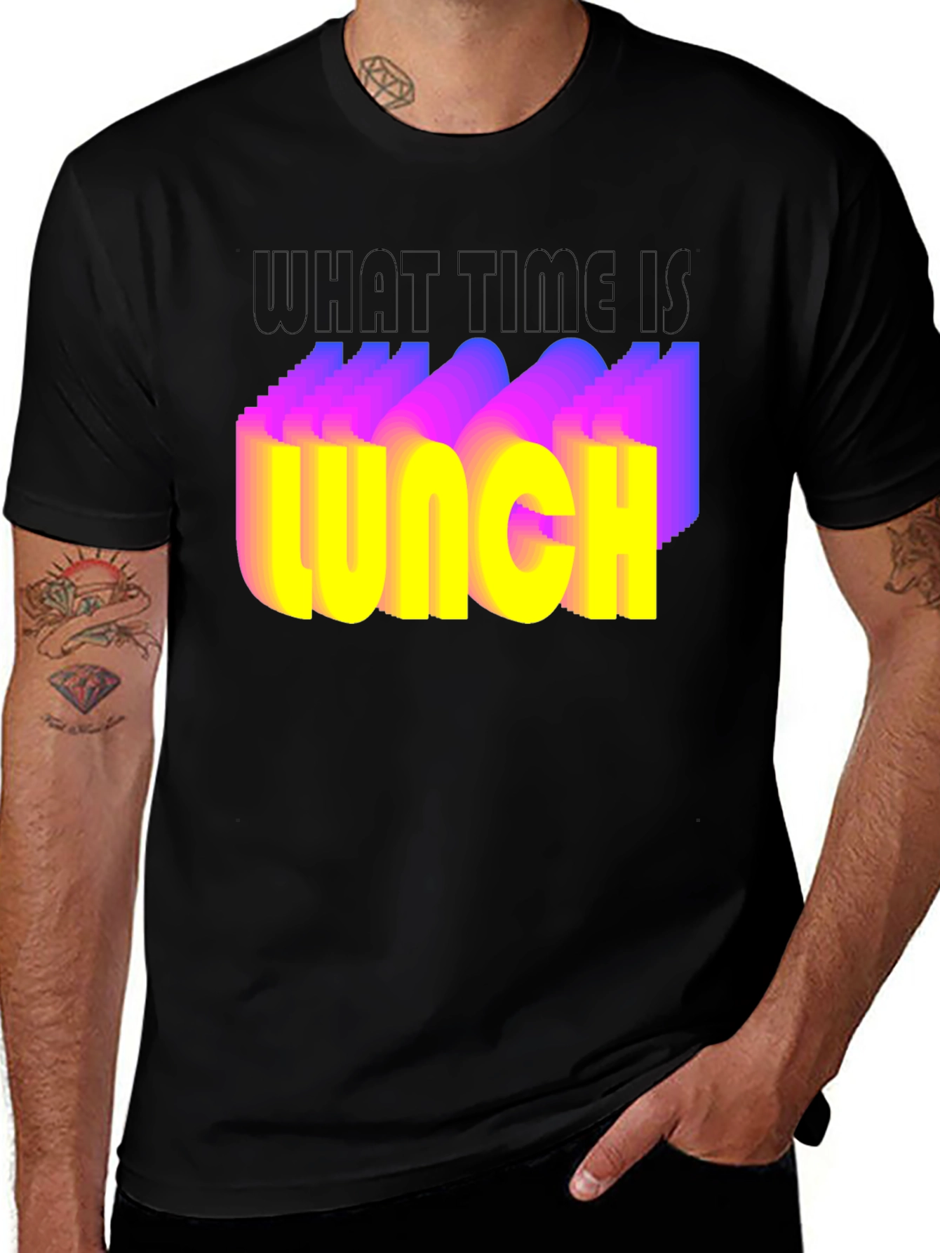 Variant 26 of What Time Is Lunch T-Shirt - Funny Foodie Tee