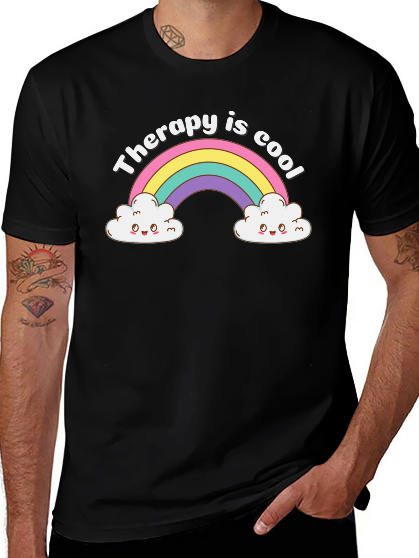 Variant 24 of Therapy is Cool Rainbow Graphic Tee