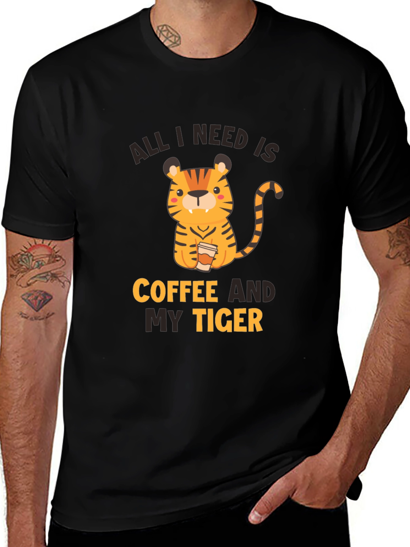 Variant 17 of Coffee and My Tiger Graphic Tee