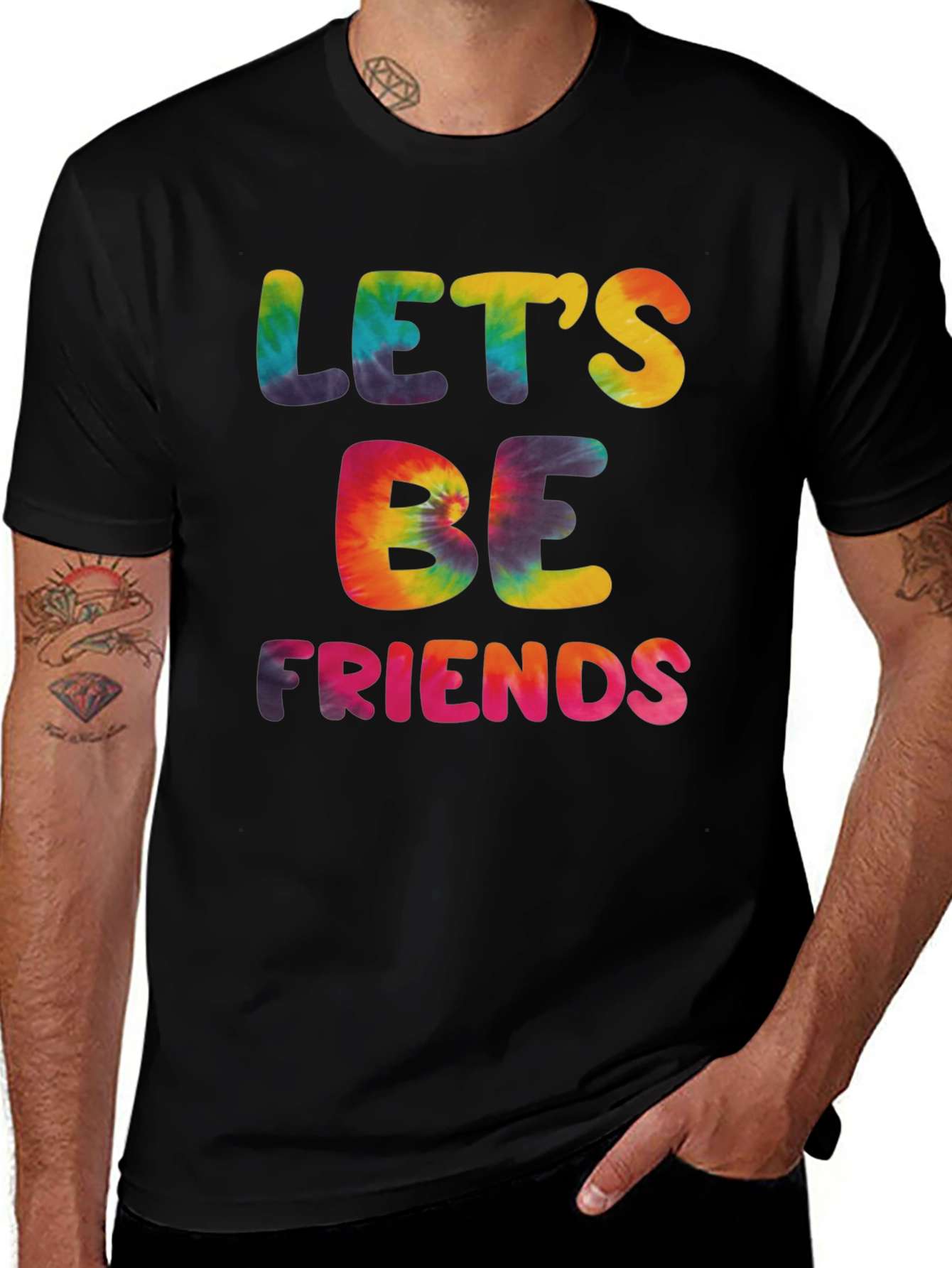 Variant 21 of Let's Be Friends Tie Dye Graphic Tee
