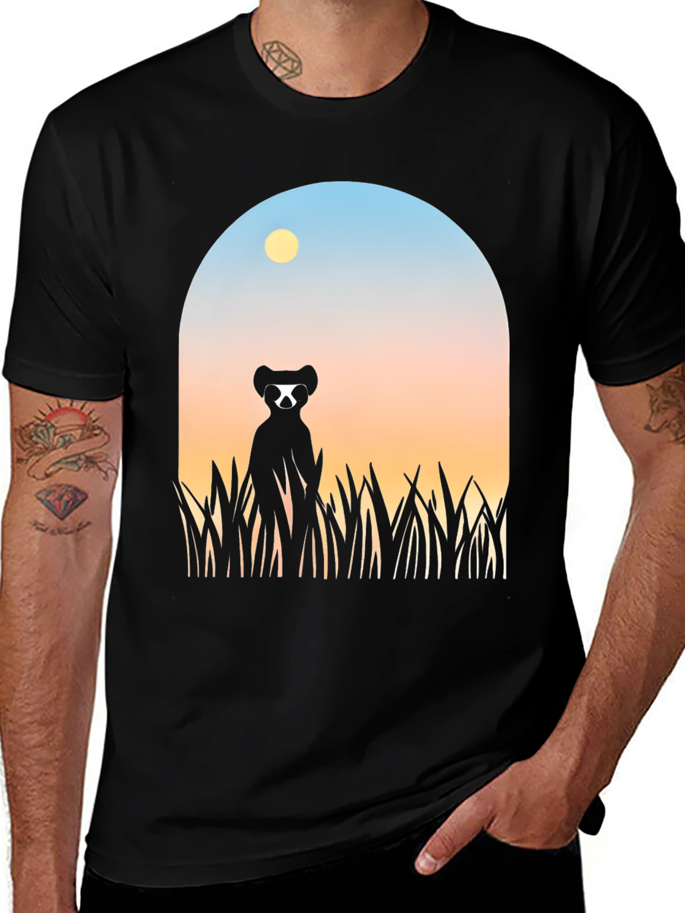Variant 25 of Meerkat Silhouette T-Shirt - Men's Black Tee