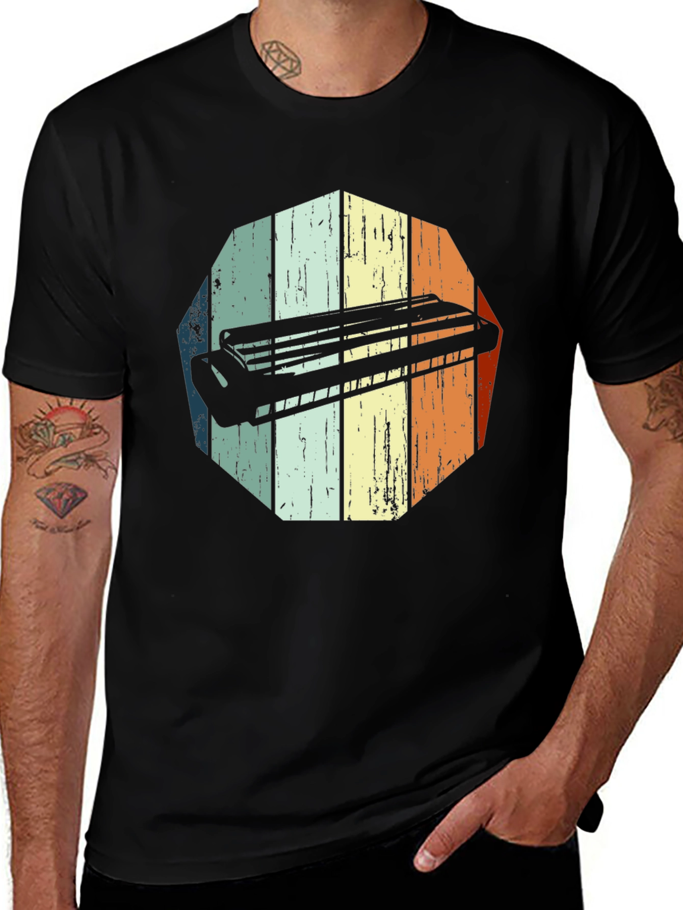 Variant 28 of Retro Harmonica Graphic Tee - Vintage Style Music Lover Shirt
