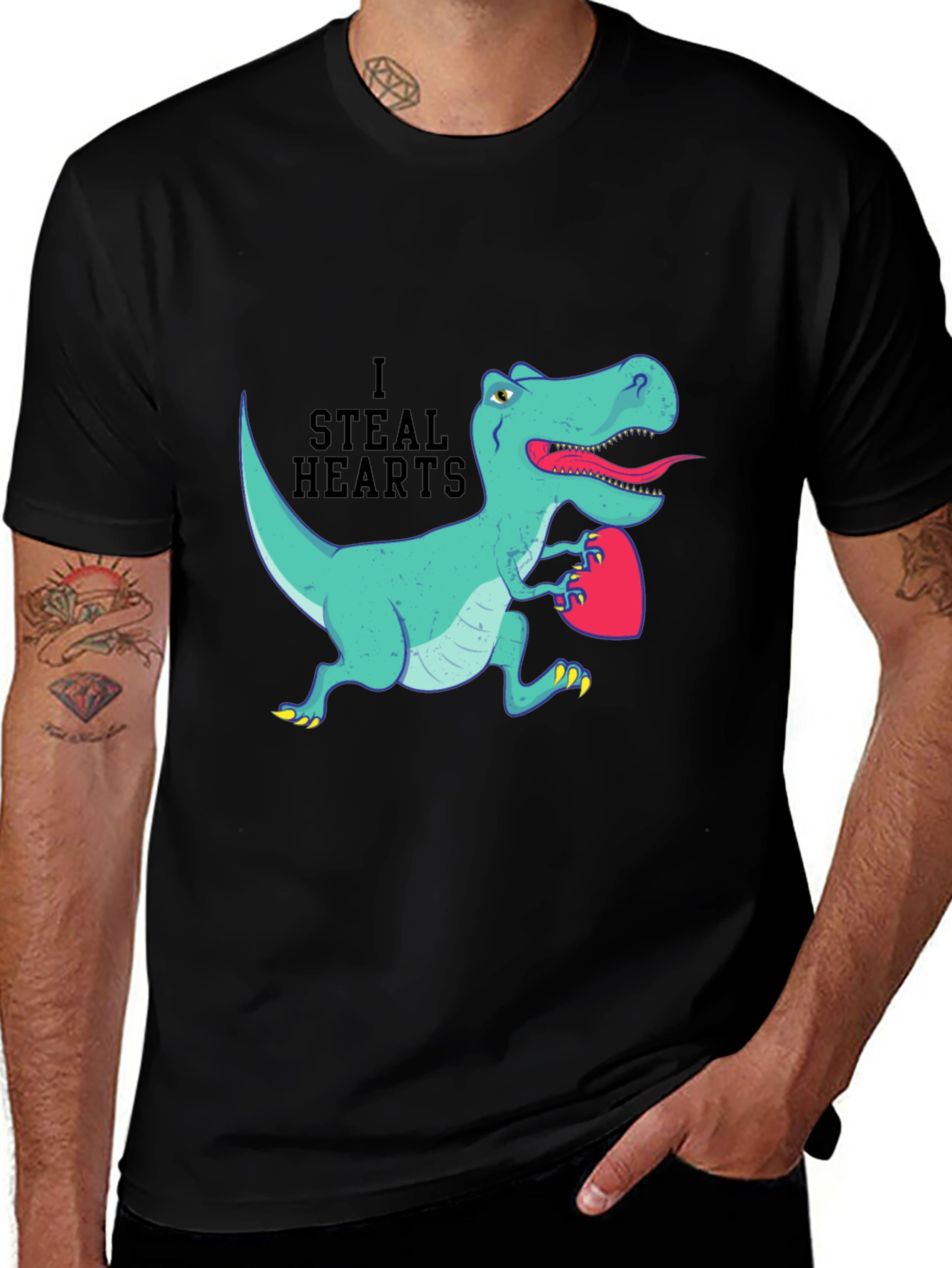 Variant 20 of I Steal Hearts Dinosaur Valentine's Day Graphic T-Shirt