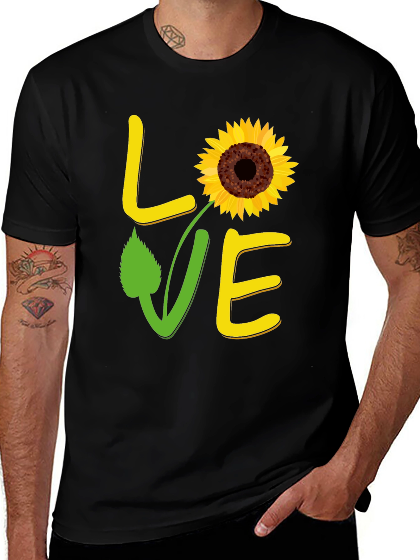 Variant 26 of Sunflower Love Graphic Tee - Black