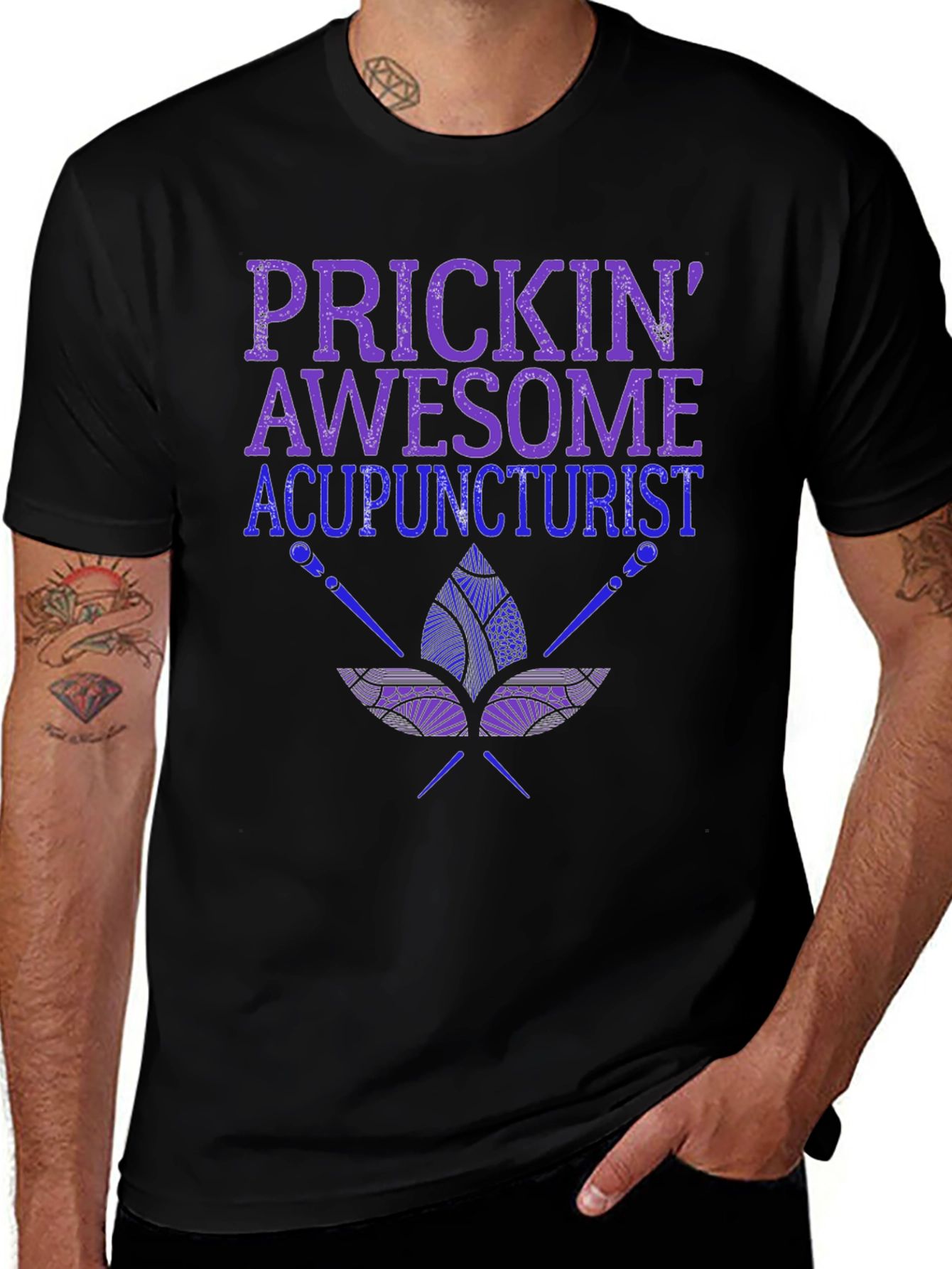 Variant 10 of Prickin' Awesome Acupuncturist Black T-Shirt