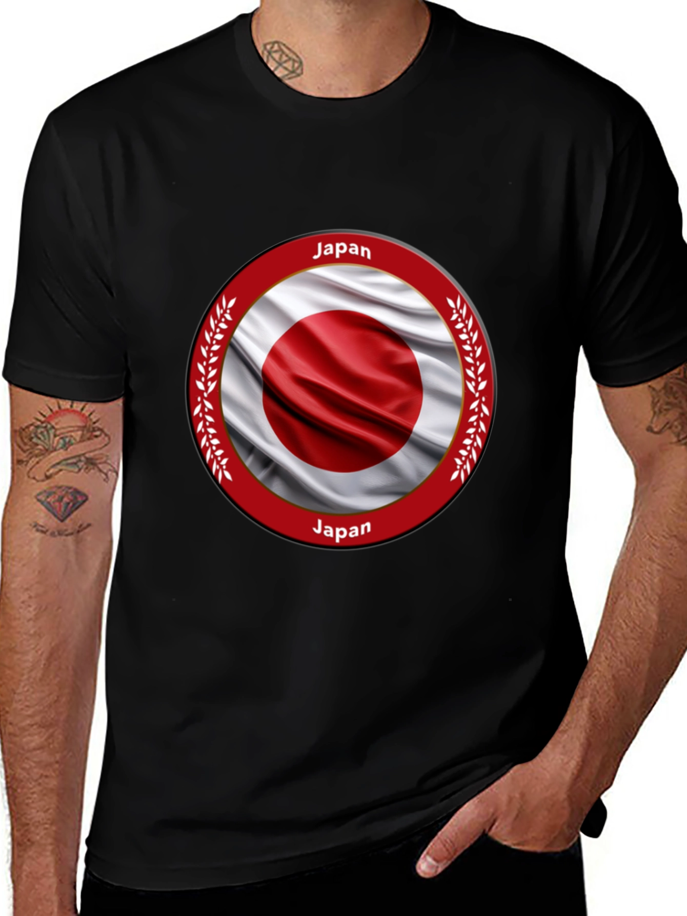 Variant 20 of Japan Flag Graphic Print Crew Neck T-Shirt
