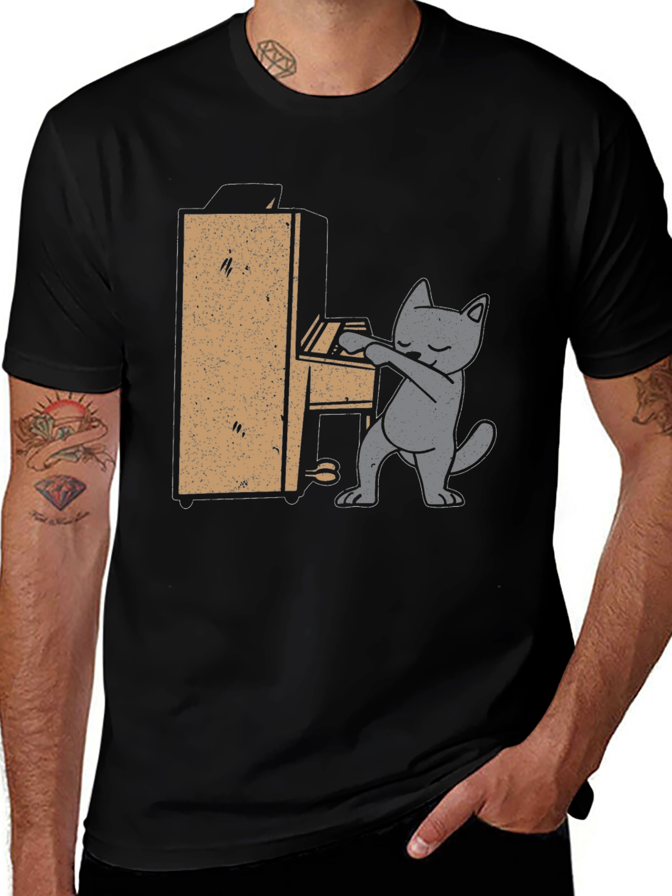 Variant 6 of Cat Playing Piano T-Shirt