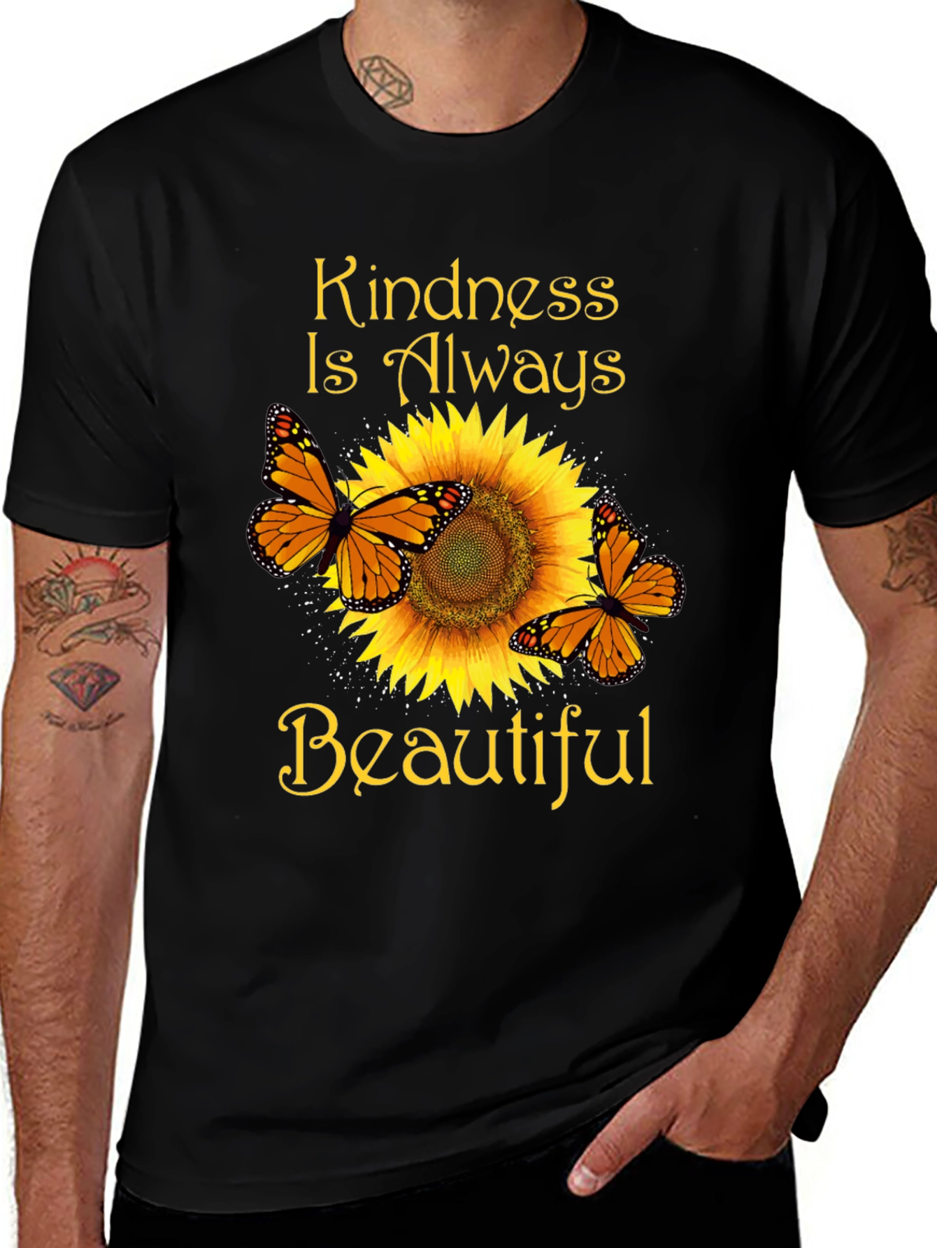 Variant 30 of Kindness Butterfly Sunflower Graphic T-Shirt
