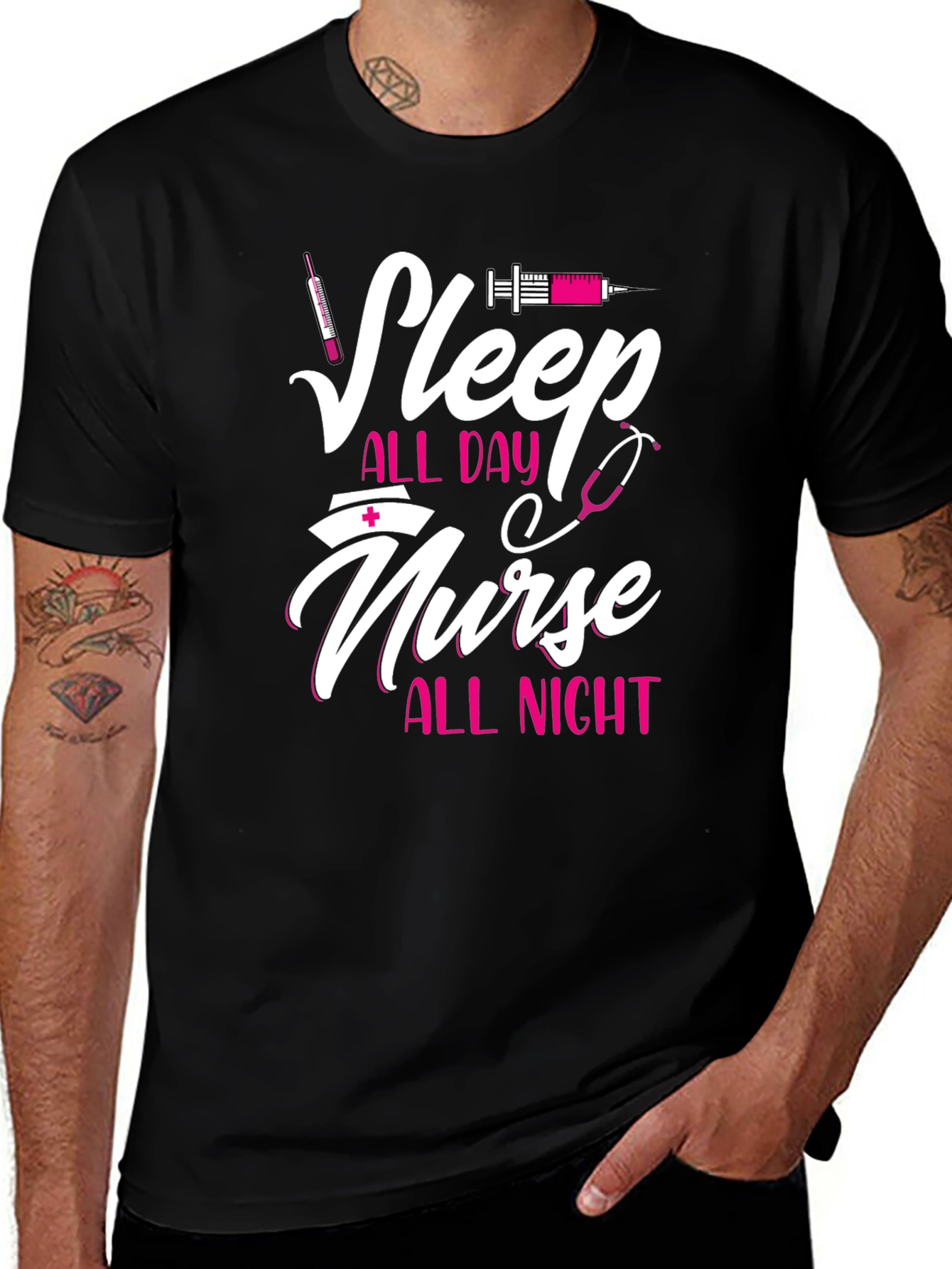 Variant 25 of Sleep All Day Nurse All Night Graphic Tee
