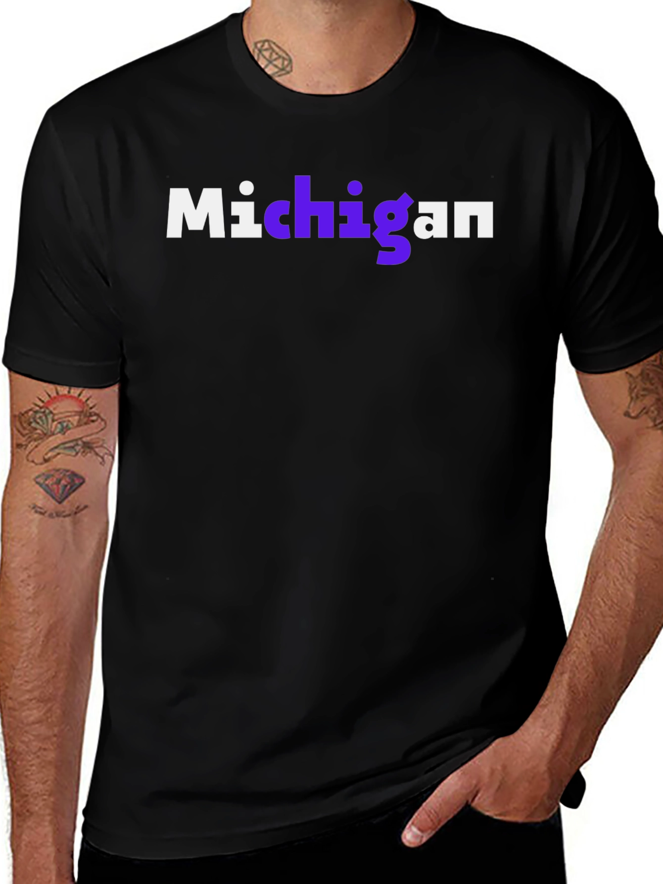 Michigan Graphic Tee - Black Cotton Shirt