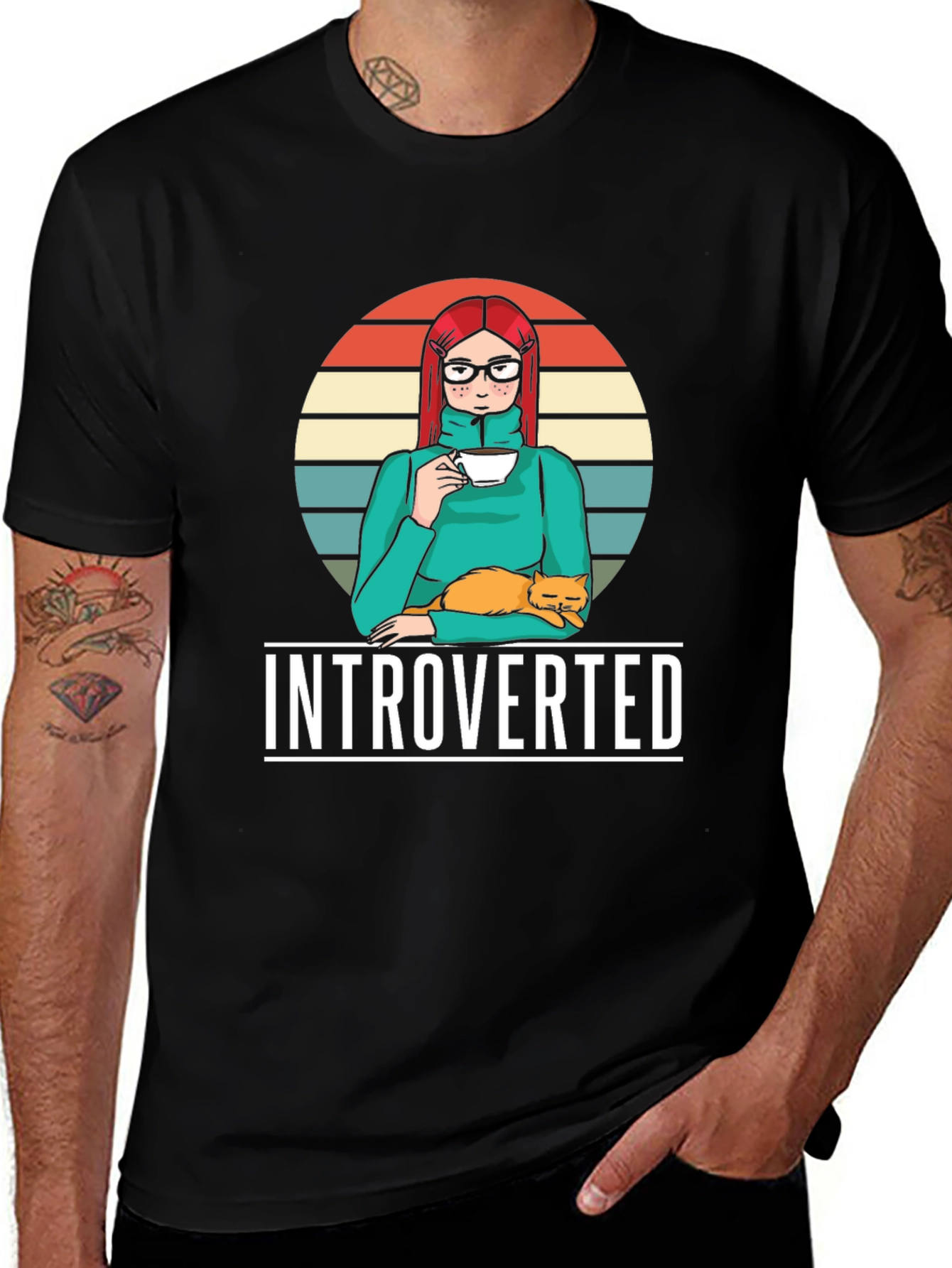 Variant 25 of Introverted Cat Lover Graphic Tee