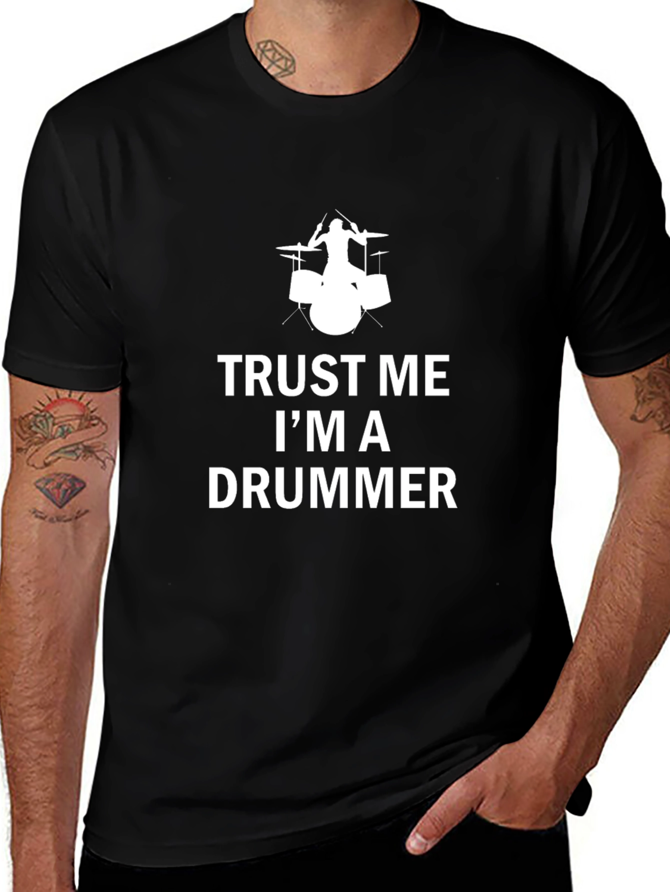 Variant 9 of Trust Me I'm A Drummer Black T-Shirt