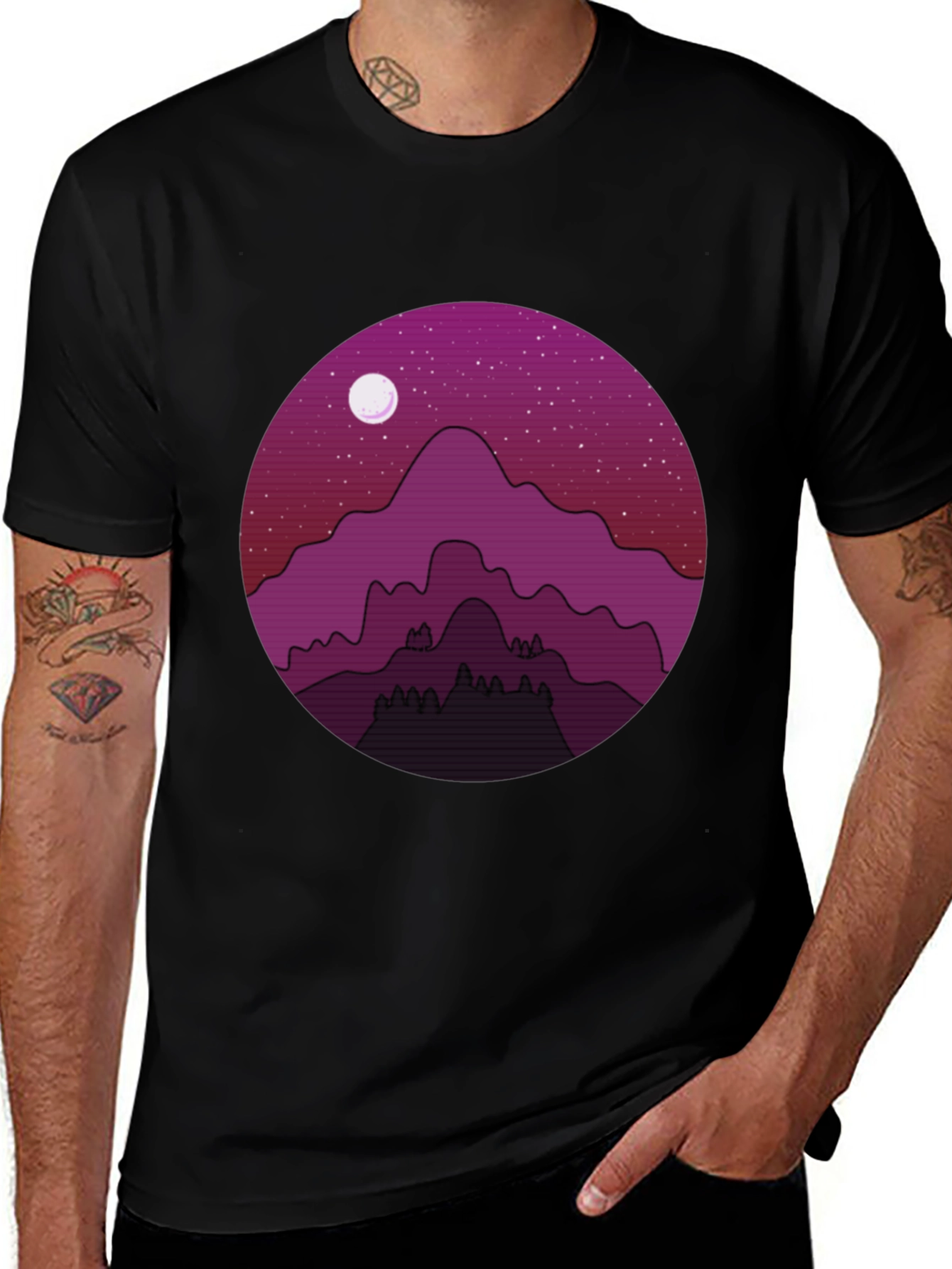Variant 28 of Mountain Moon Graphic Tee - Black
