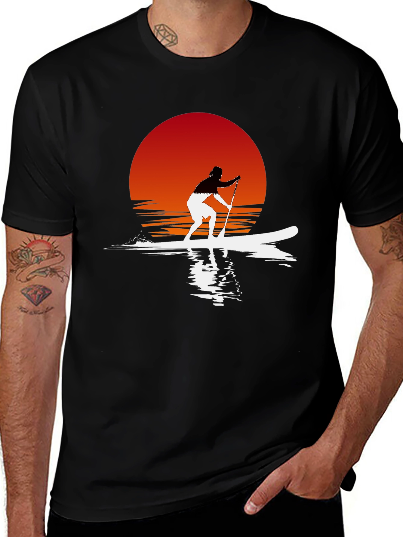 Variant 7 of Sunset Paddle Board Graphic Tee