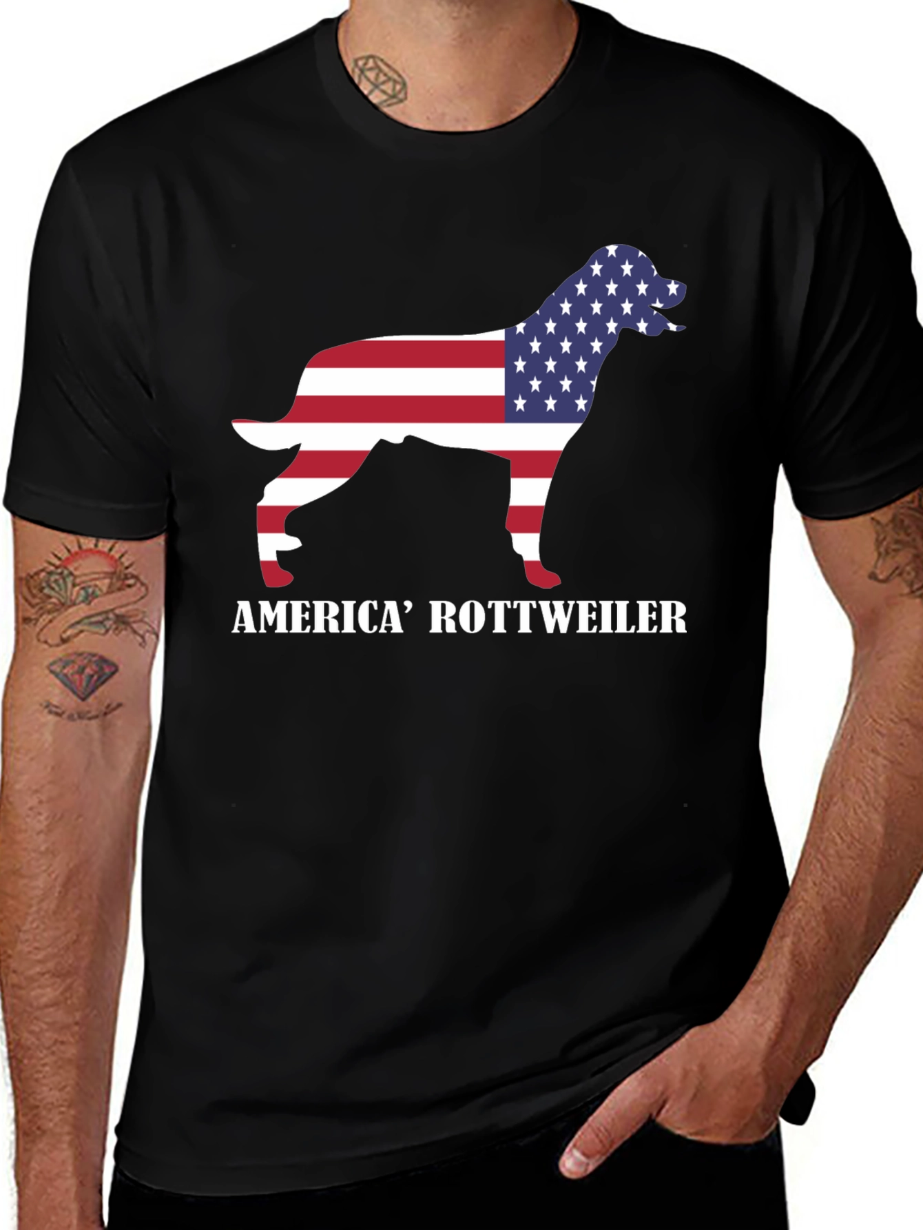 America Rottweiler Graphic Tee - Patriotic Dog Lover Shirt