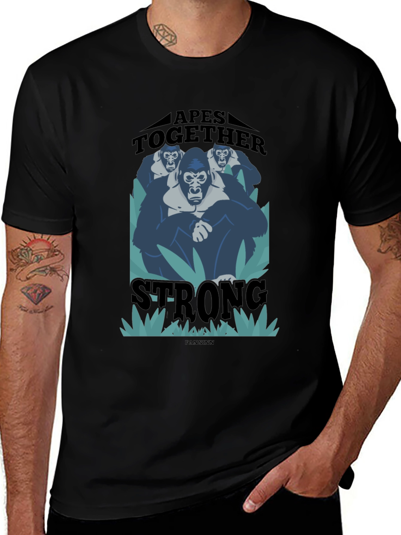 Variant 15 of Apes Together Strong Graphic Tee - Black Cotton Blend T-Shirt