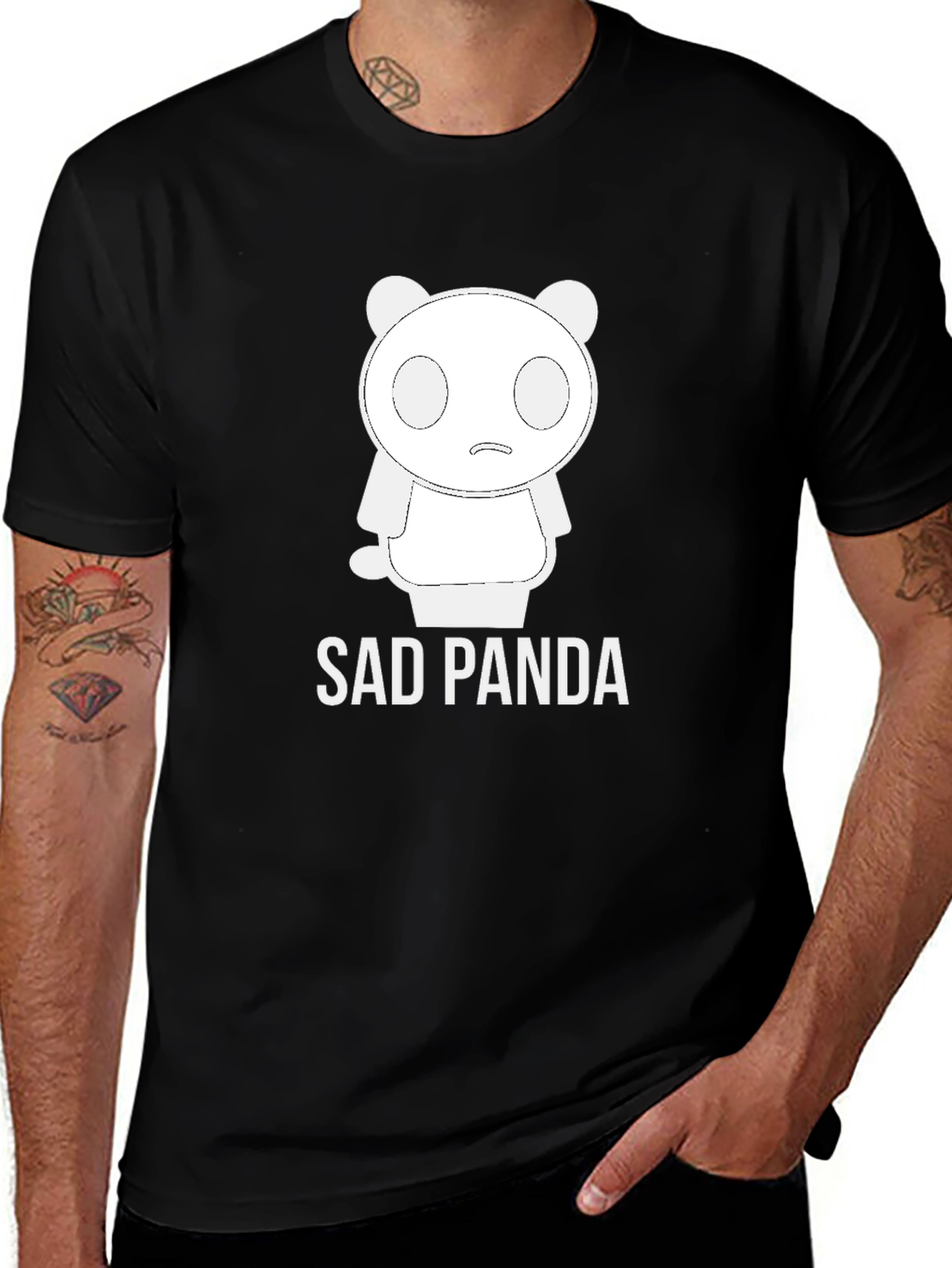 Variant 16 of Sad Panda Graphic Tee - Black