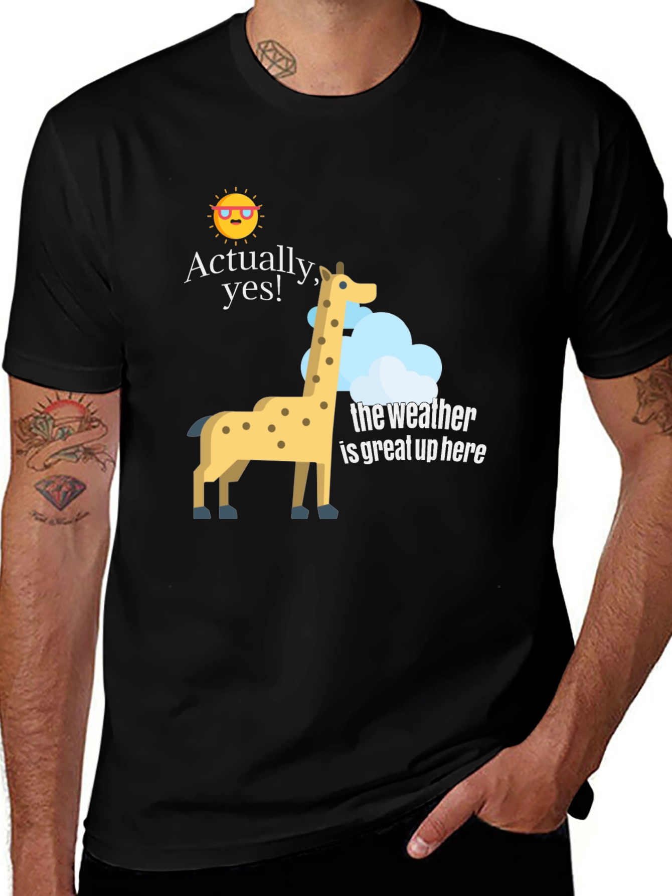 Variant 19 of Funny Giraffe Weather Graphic T-Shirt