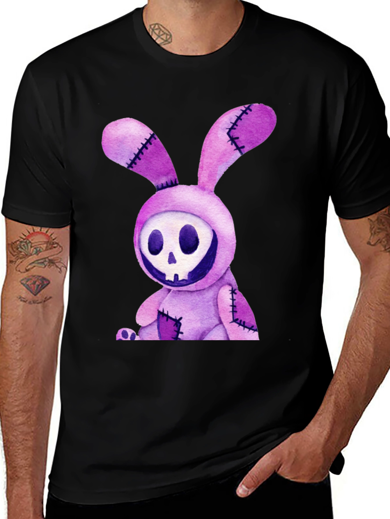 Variant 7 of Creepy Bunny Skull Graphic Tee