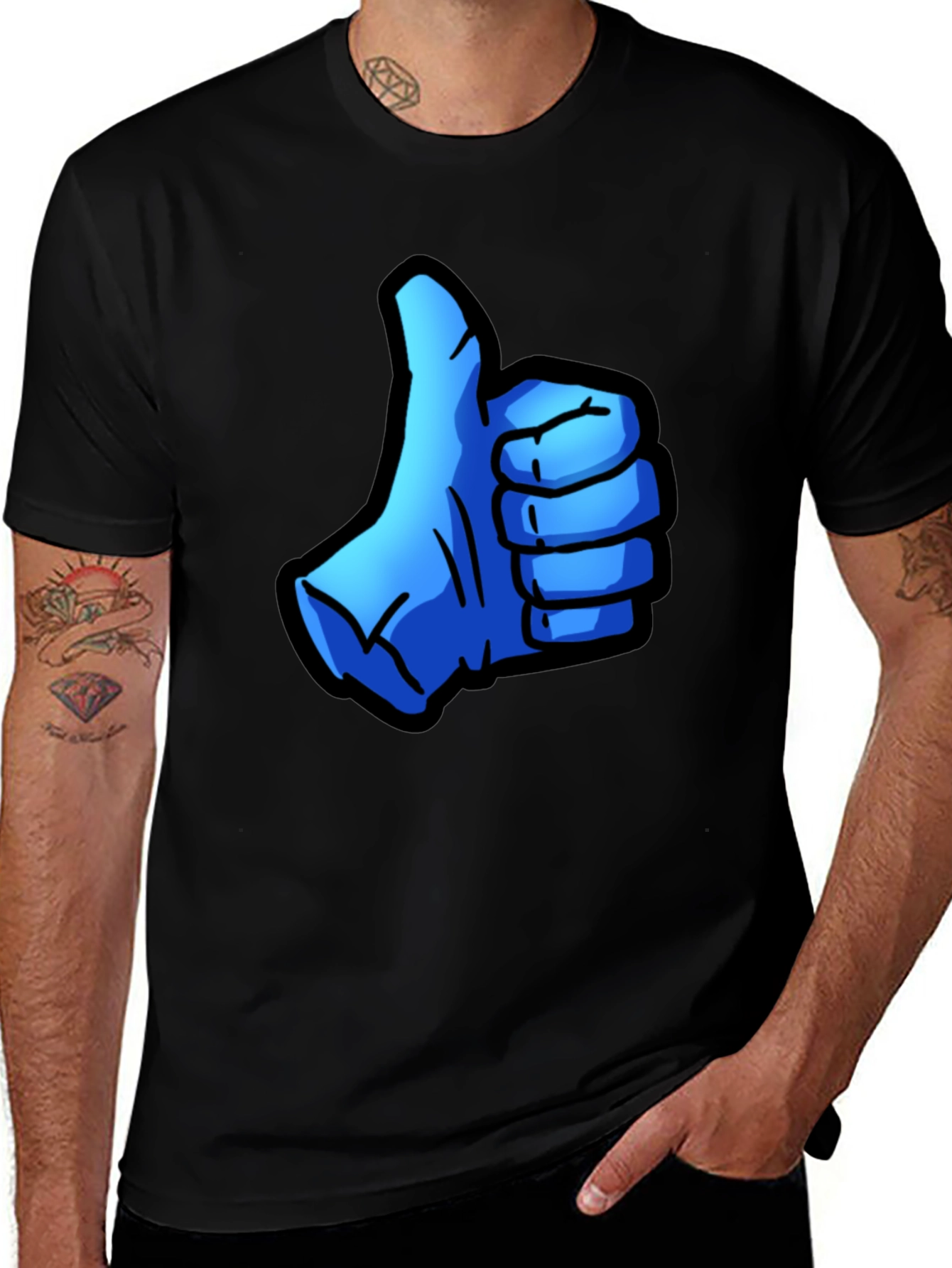 Variant 18 of Thumbs Up Graphic Print Black T-Shirt