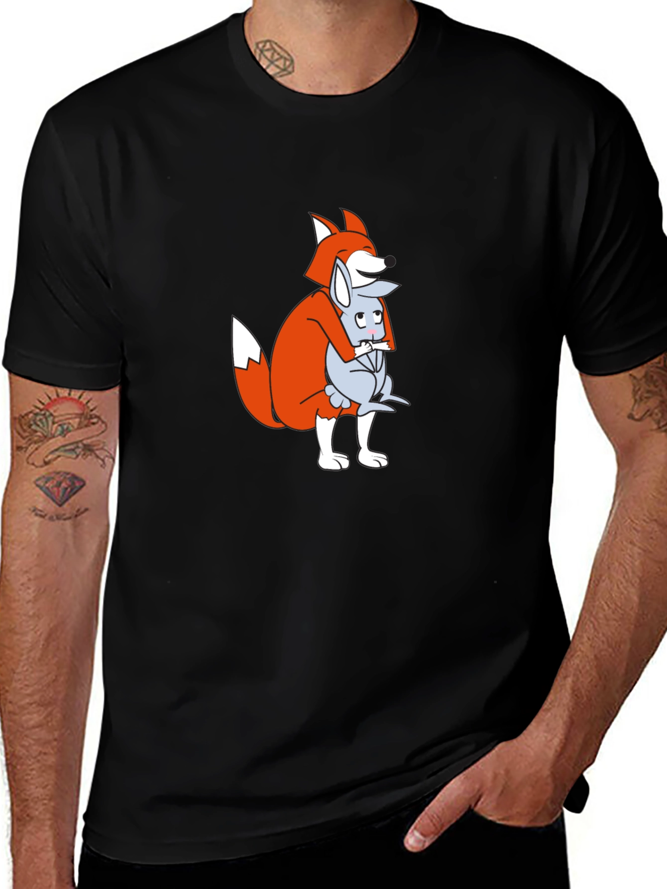 Variant 17 of Fox and Mouse Hug Graphic T-Shirt