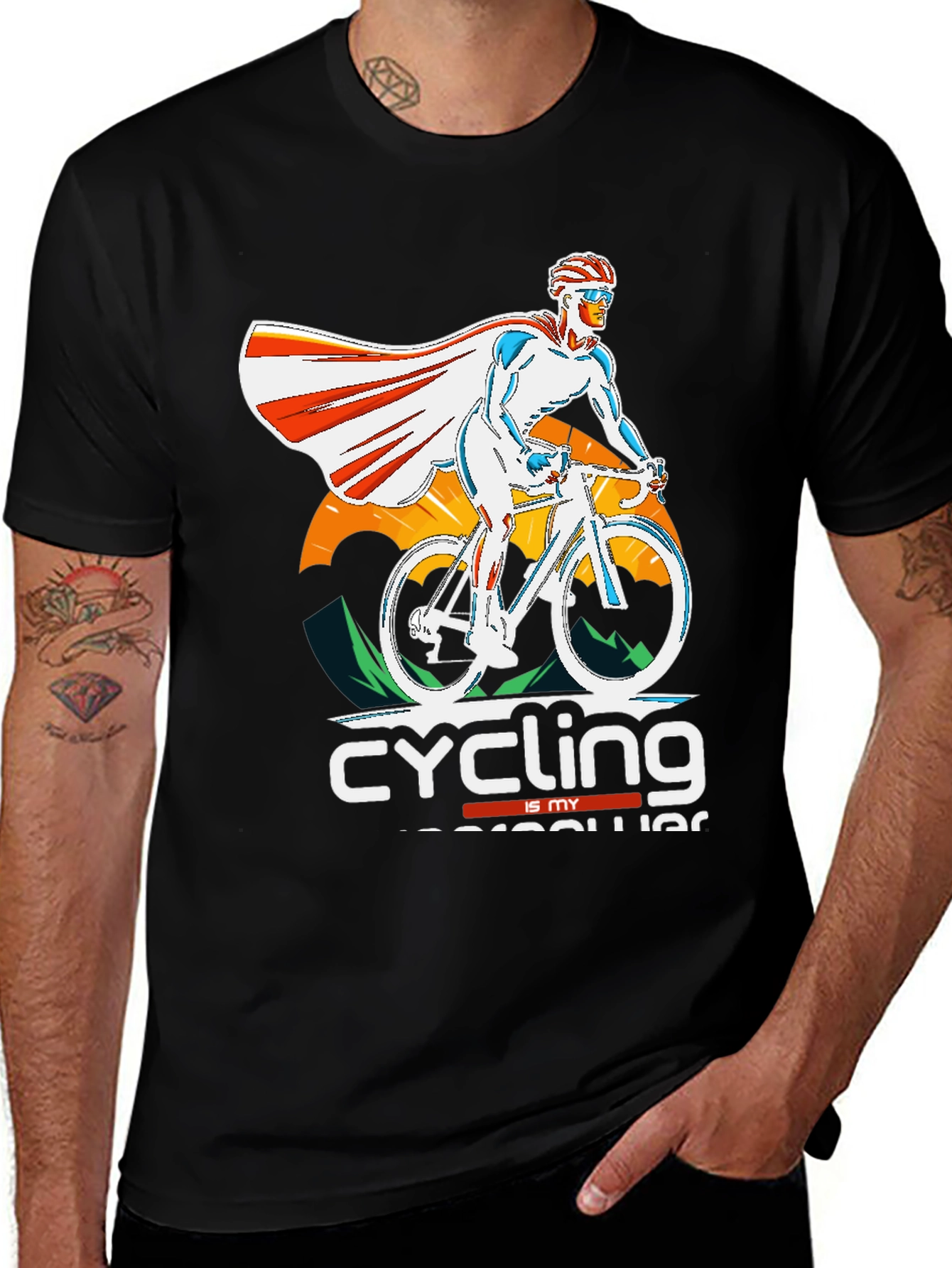 Variant 4 of Cycling is My Superpower T-Shirt - Black