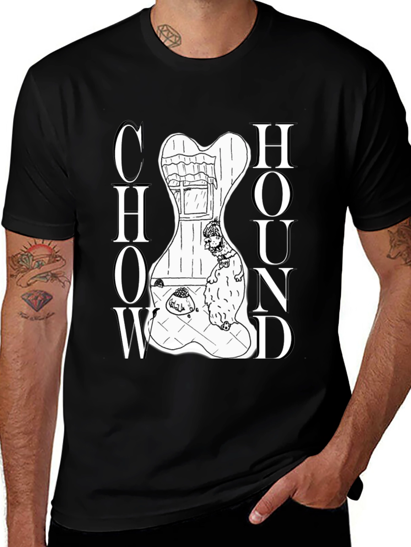 Variant 4 of Chow Hound Dog Graphic T-Shirt - Black