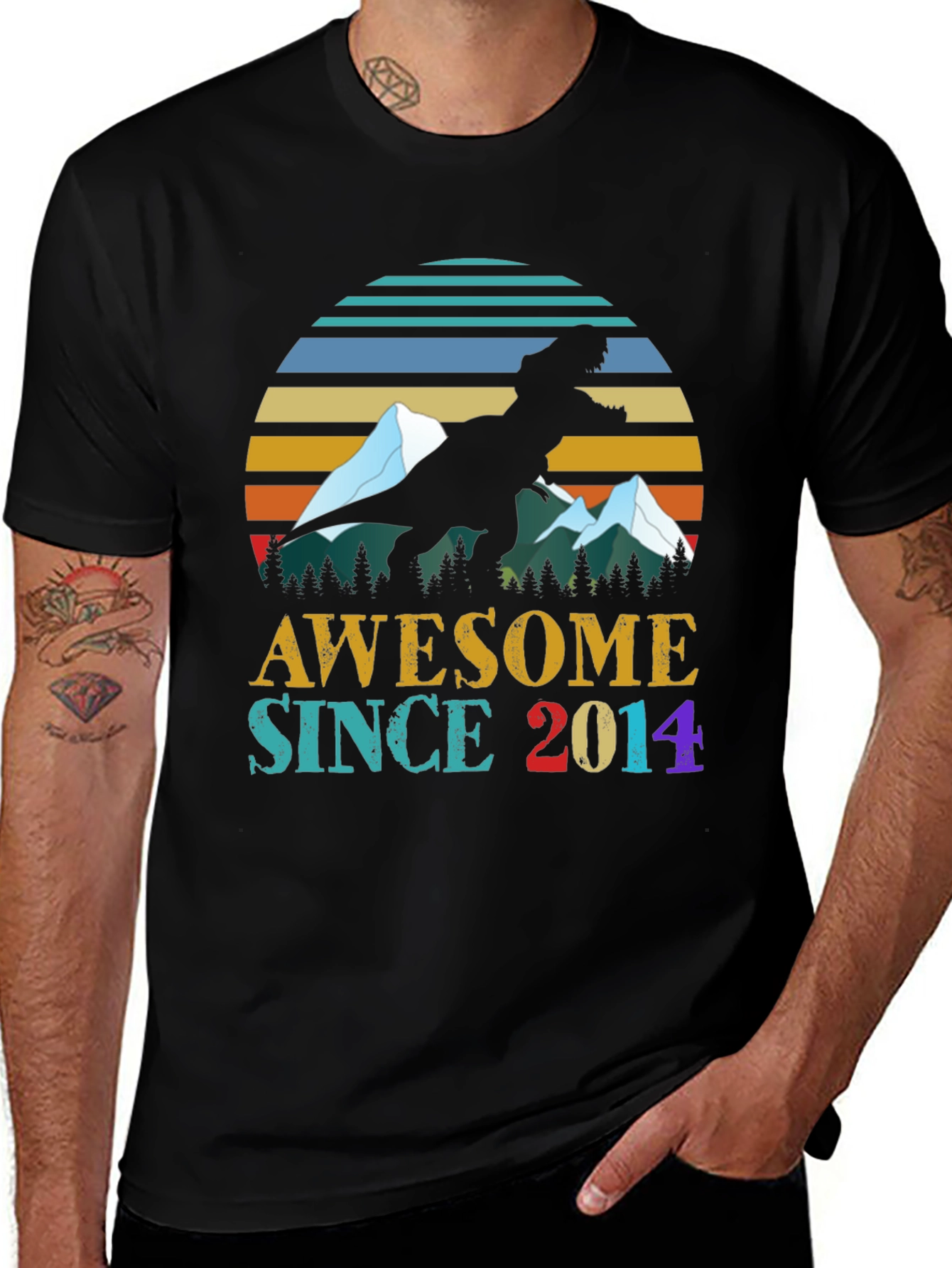 Variant 16 of Awesome Since 2014 Dinosaur Graphic Tee
