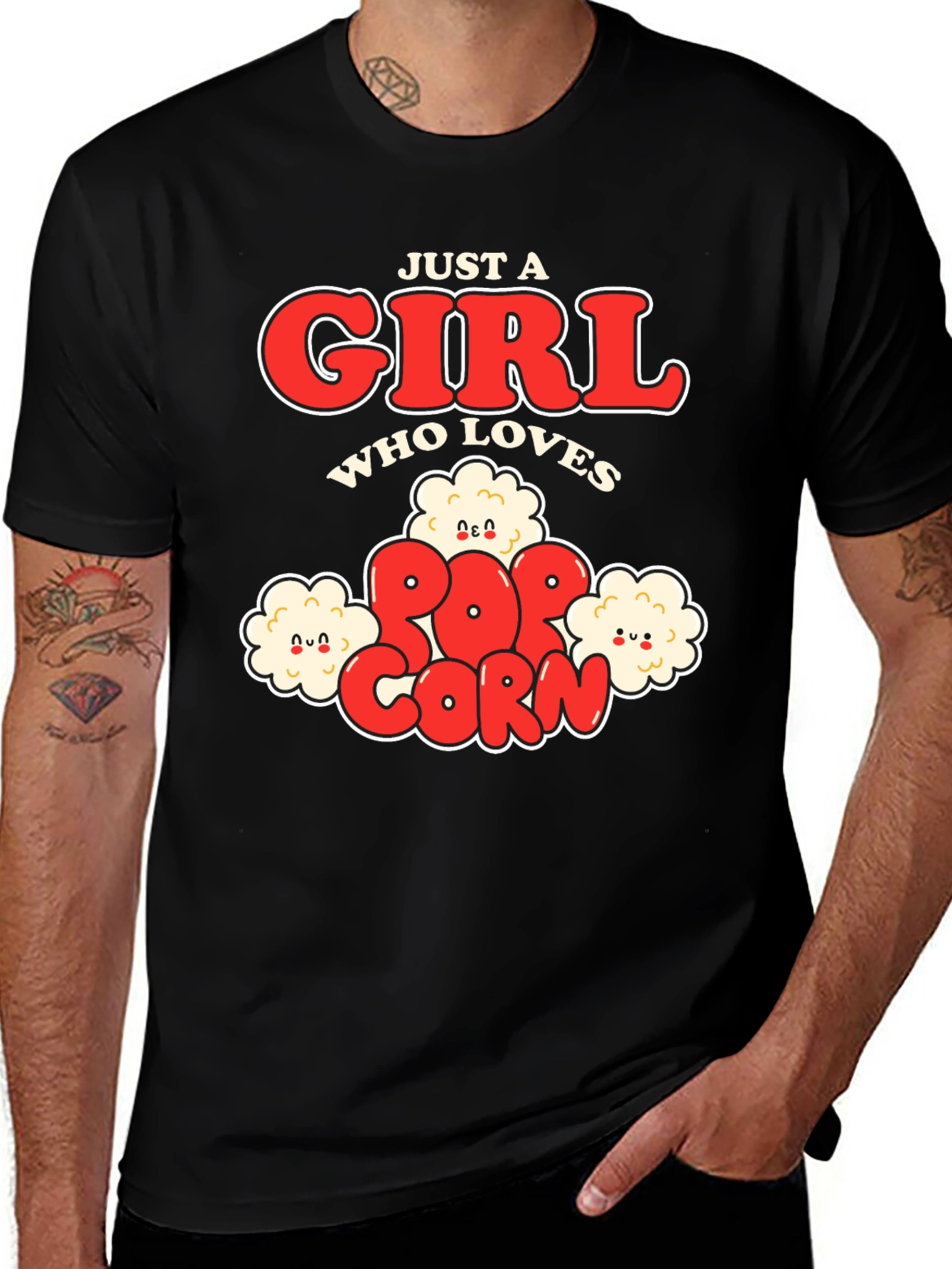 Variant 7 of Just a Girl Who Loves Popcorn T-Shirt - Funny Foodie Tee