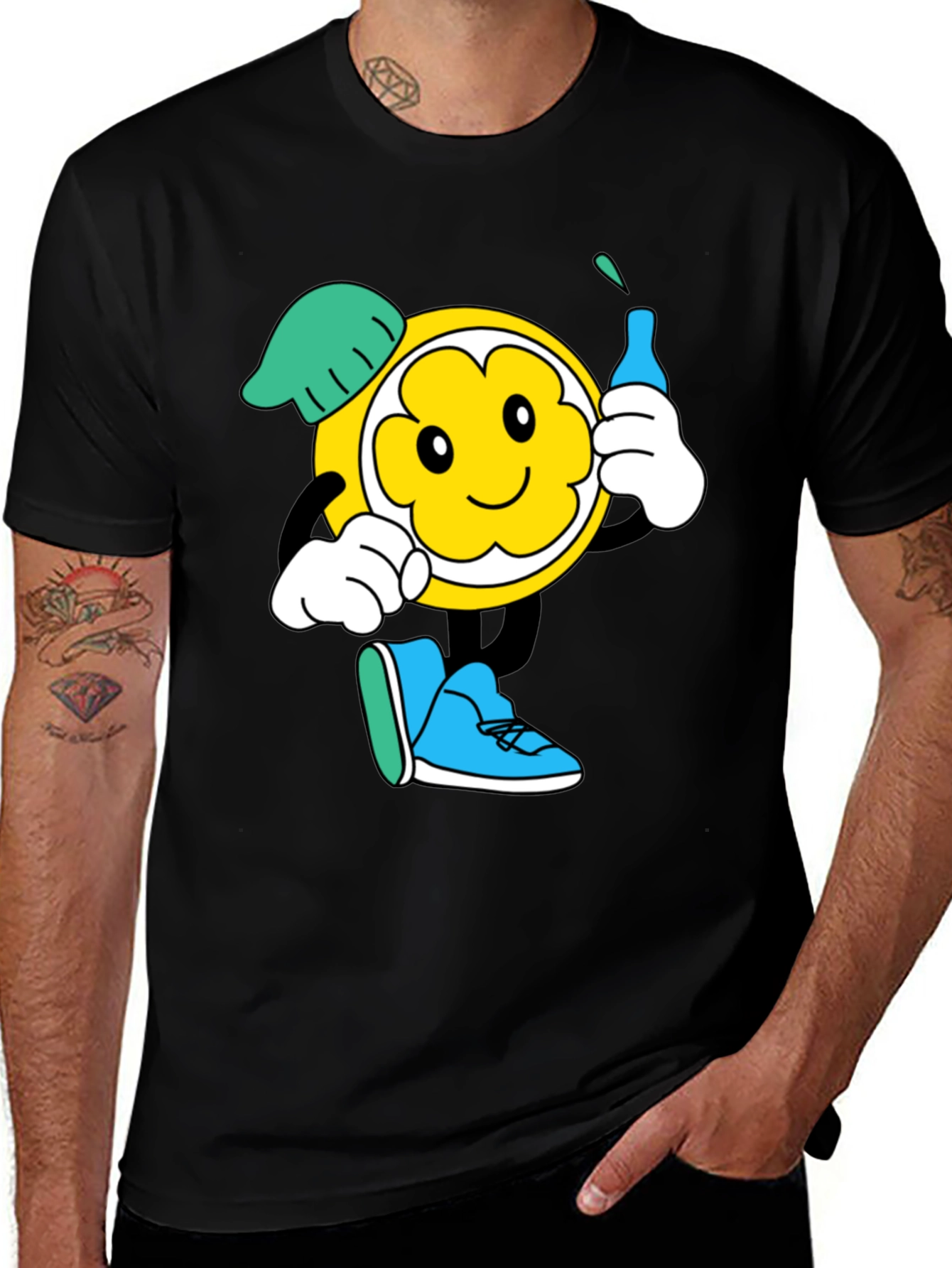 Variant 9 of Cartoon Character Graphic Black T-Shirt