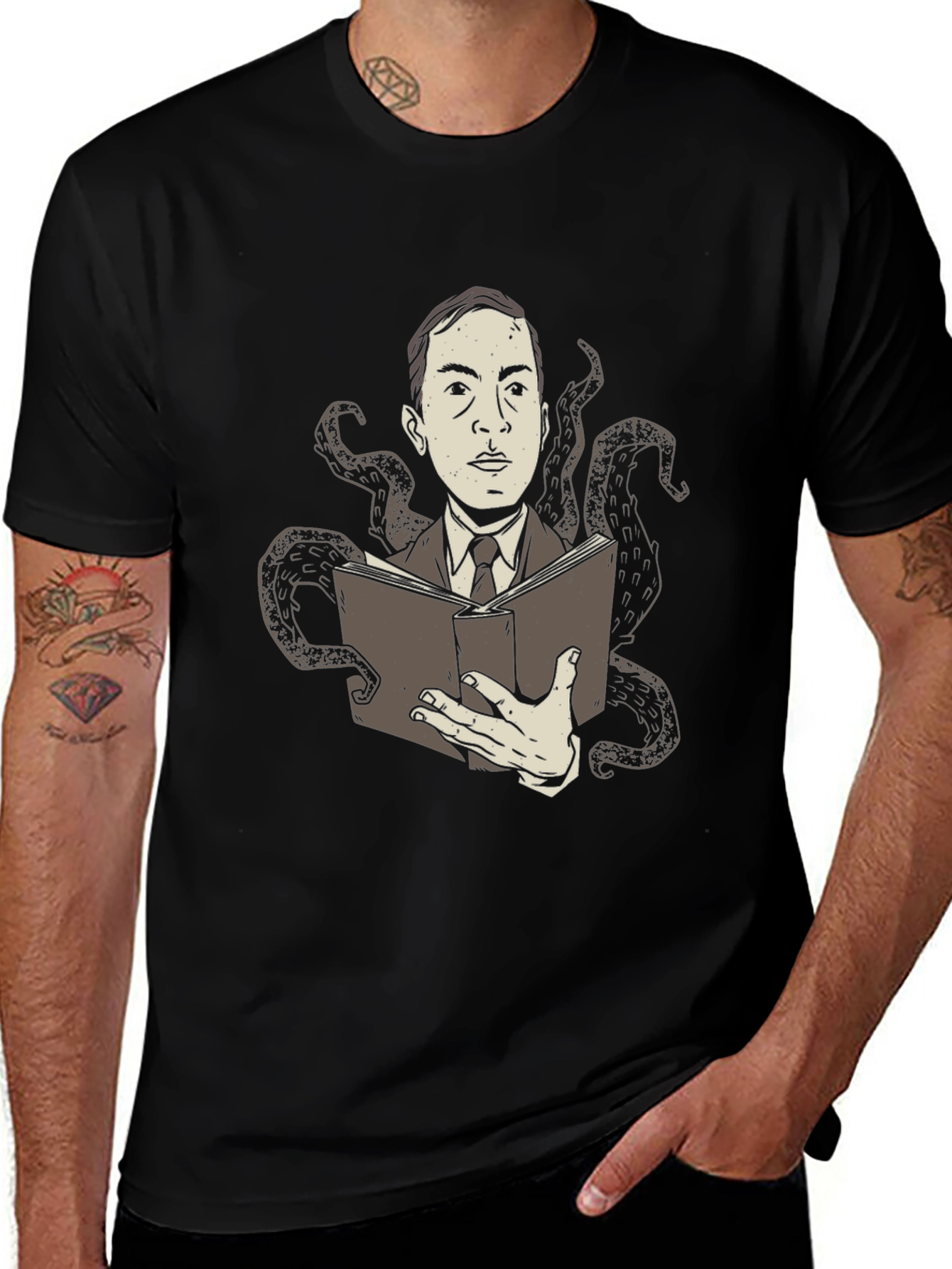 Variant 2 of Lovecraftian Reader Graphic Tee