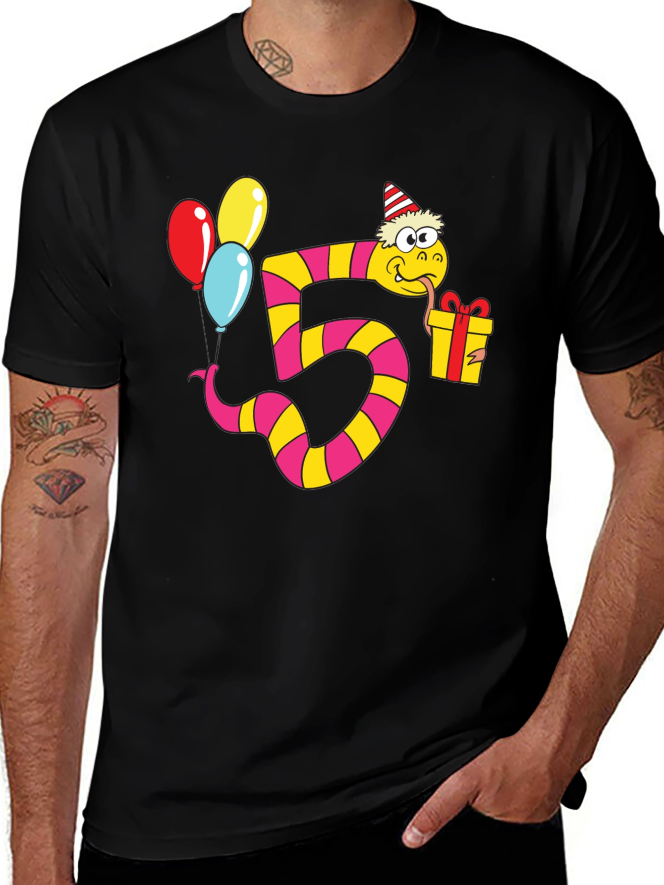 Variant 30 of Birthday Number 5 Snake Graphic Tee