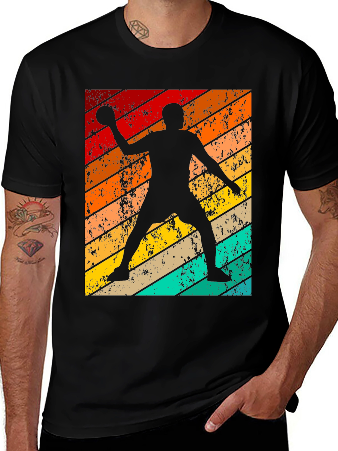 Variant 16 of Retro Handball Player Graphic T-Shirt