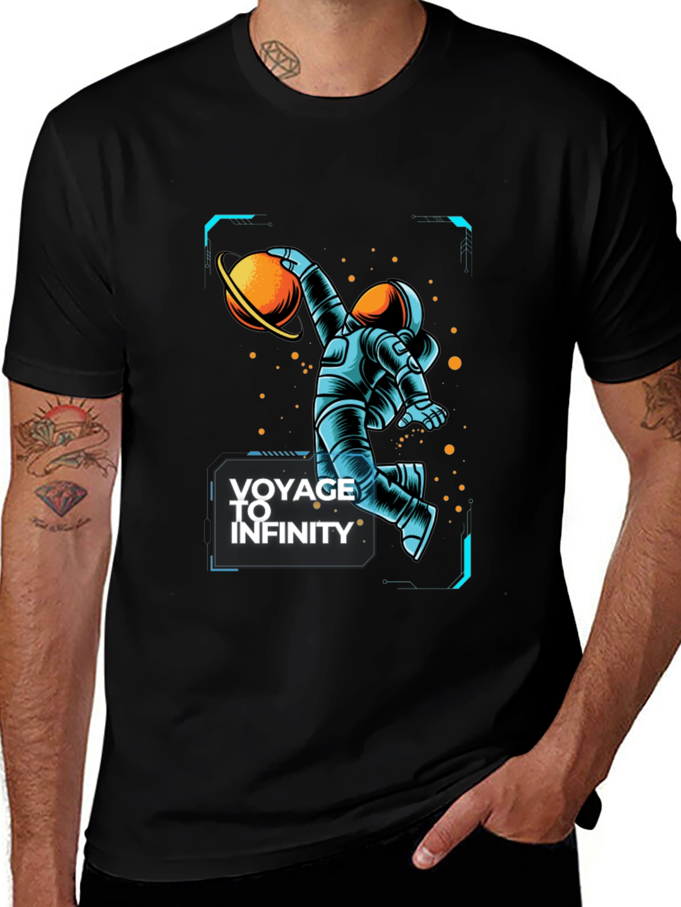 Variant 7 of Voyage To Infinity Graphic T-Shirt - Astronaut Space Tee