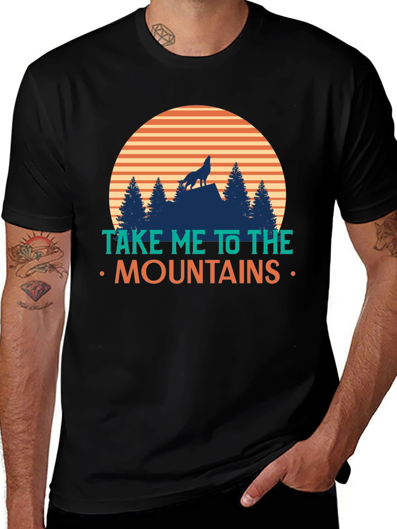 Variant 13 of Take Me To The Mountains T-Shirt - Wolf Design
