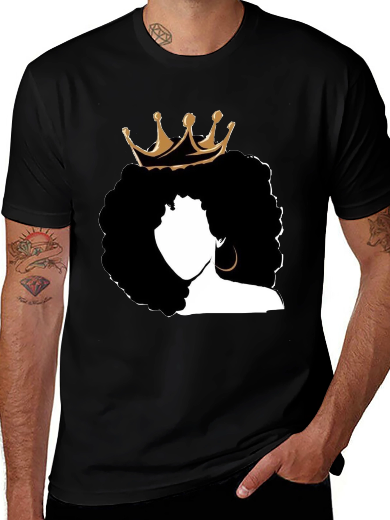 Queen Afro T-Shirt - Black Graphic Tee