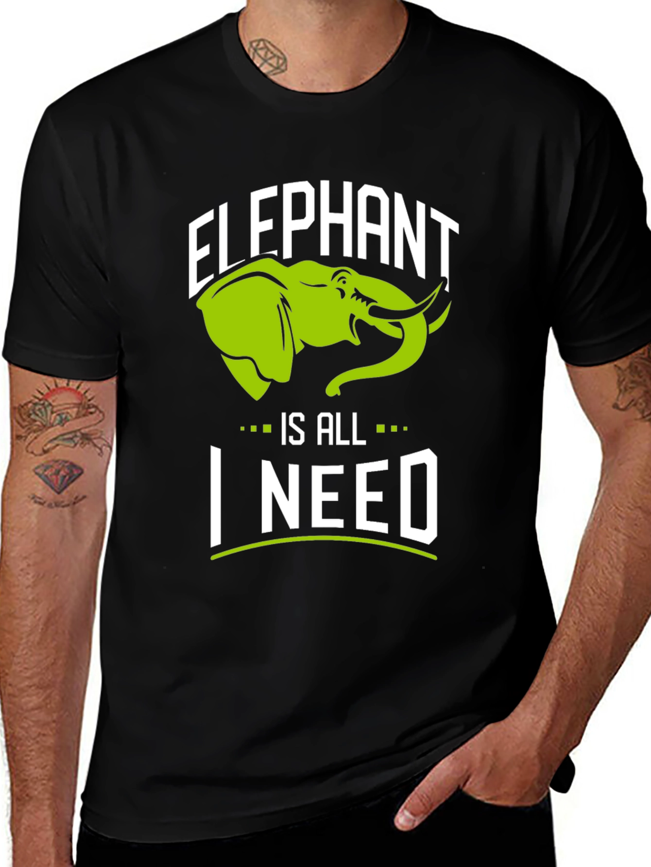 Black Elephant Is All I Need Black Graphic T-Shirt main image
