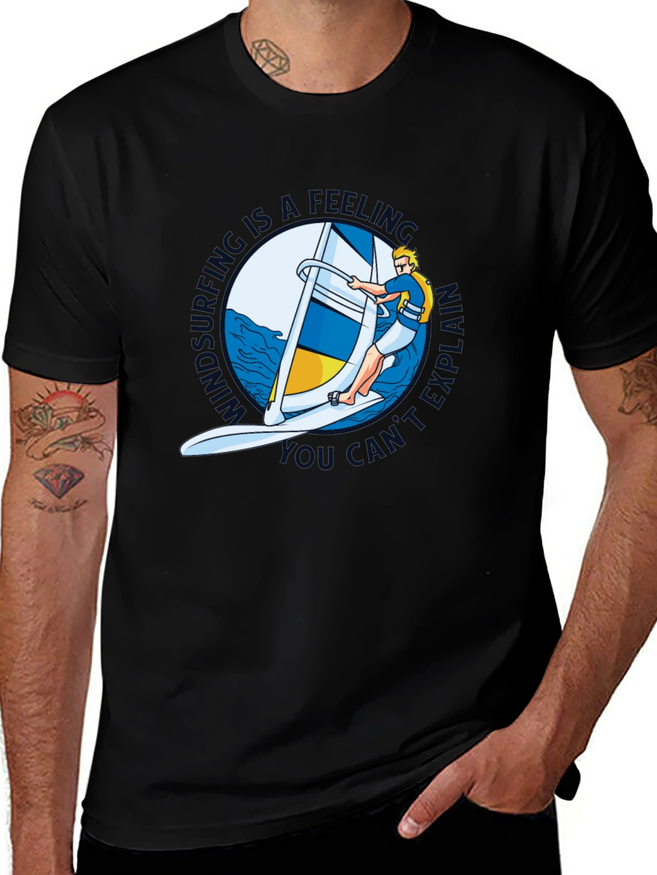 Variant 10 of Windsurfing Feeling Graphic Tee - Cool Black T-Shirt