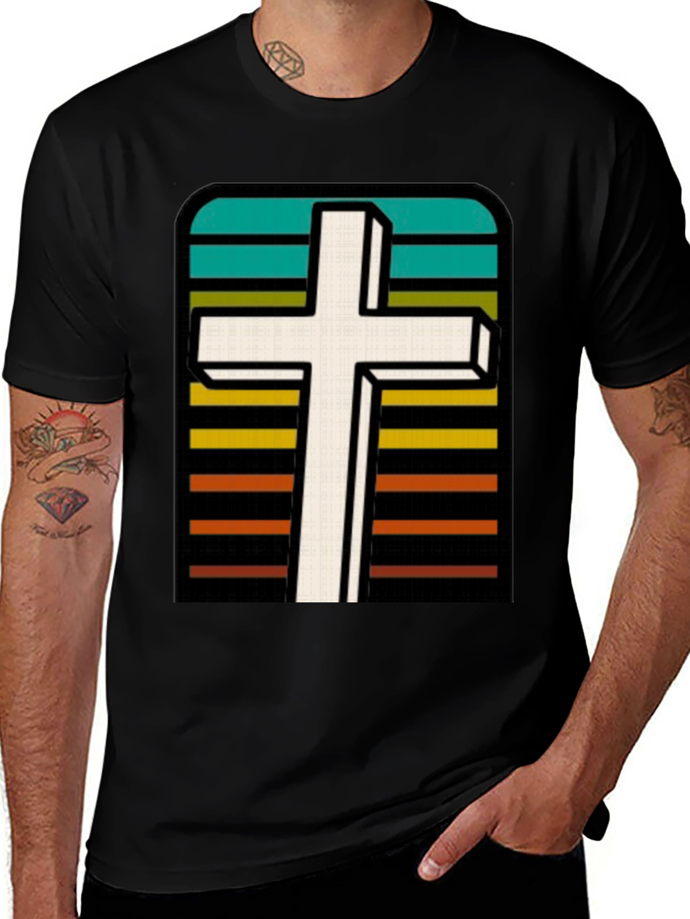 Retro Cross Graphic Tee - Christian Faith T-Shirt