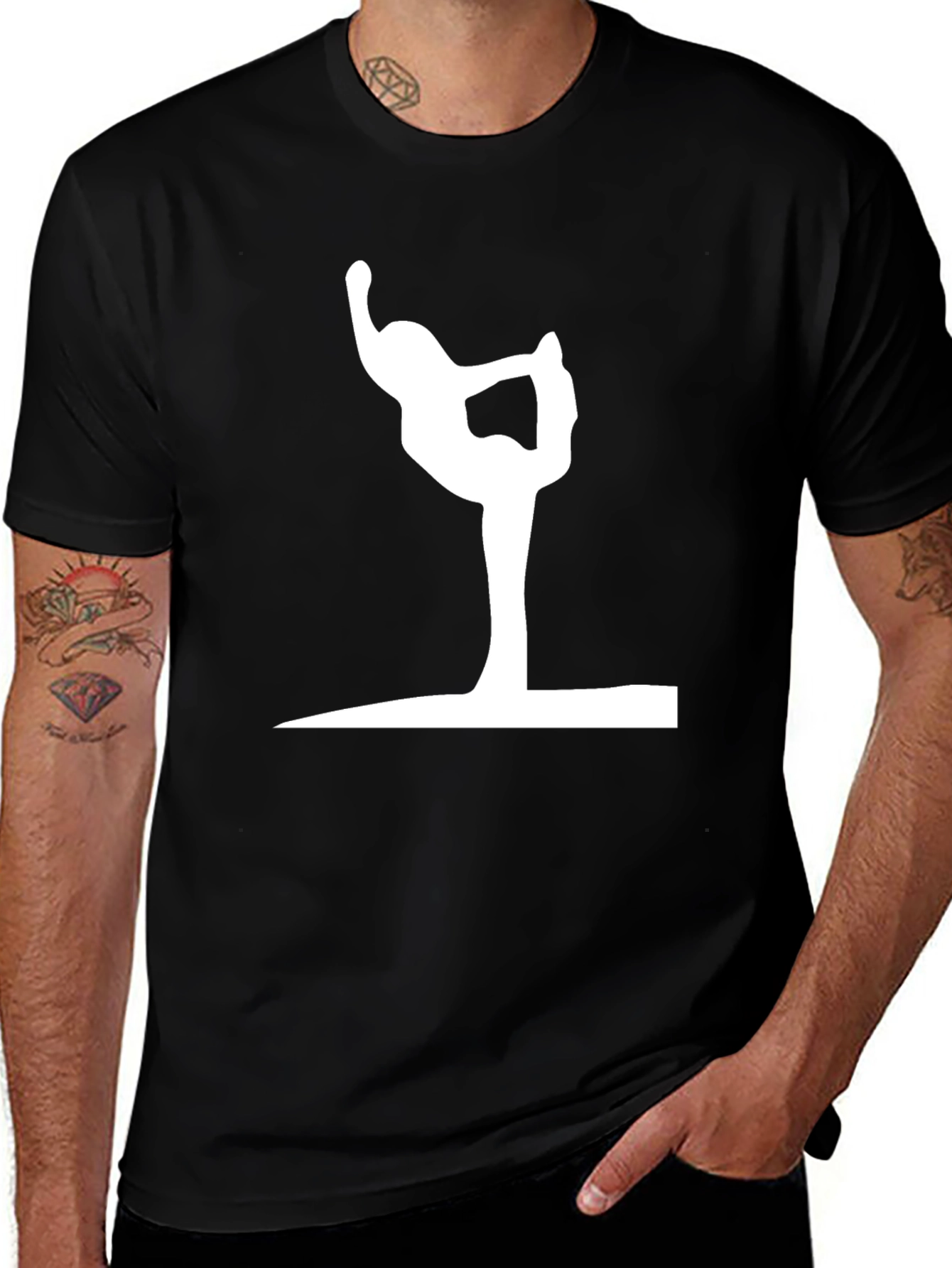 Variant 2 of Yoga Pose Graphic Tee - Black Cotton Comfort Fit
