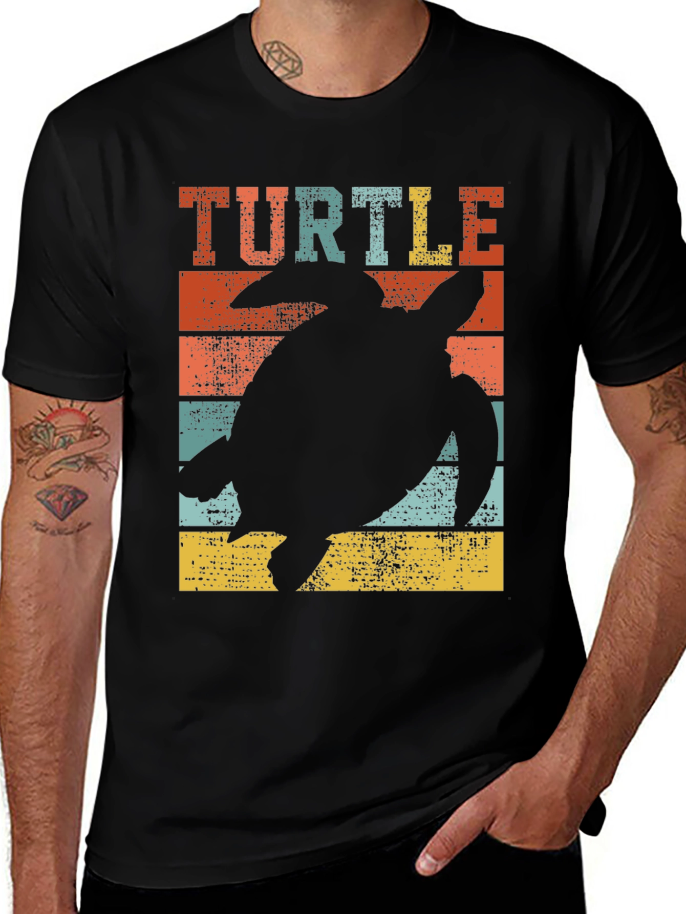 Variant 10 of Retro Turtle Silhouette Graphic T-Shirt