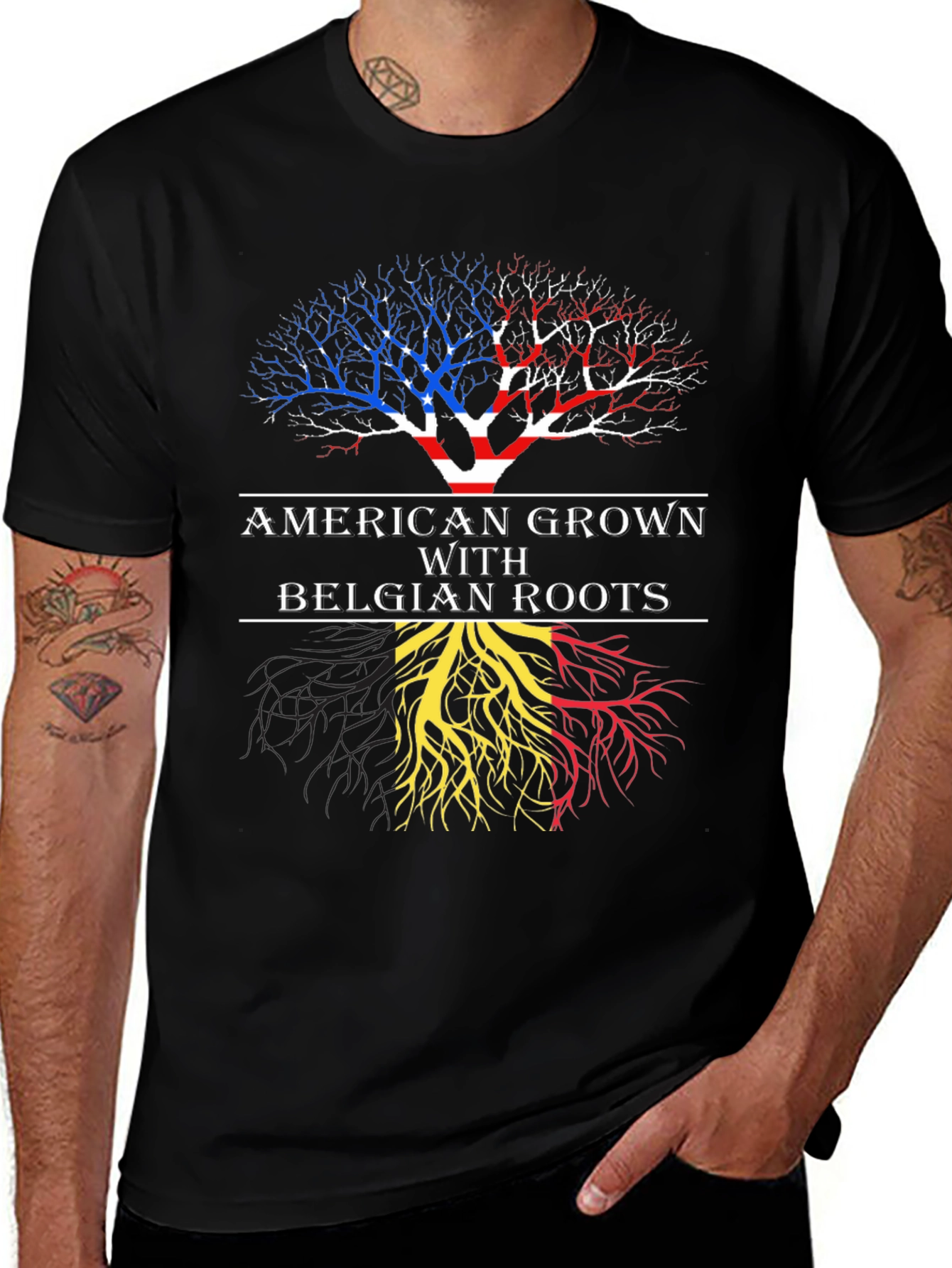Variant 19 of American Grown with Belgian Roots T-Shirt