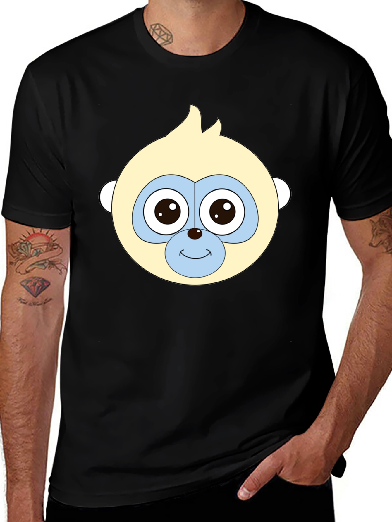 Variant 16 of Funny Monkey Face Black T-Shirt