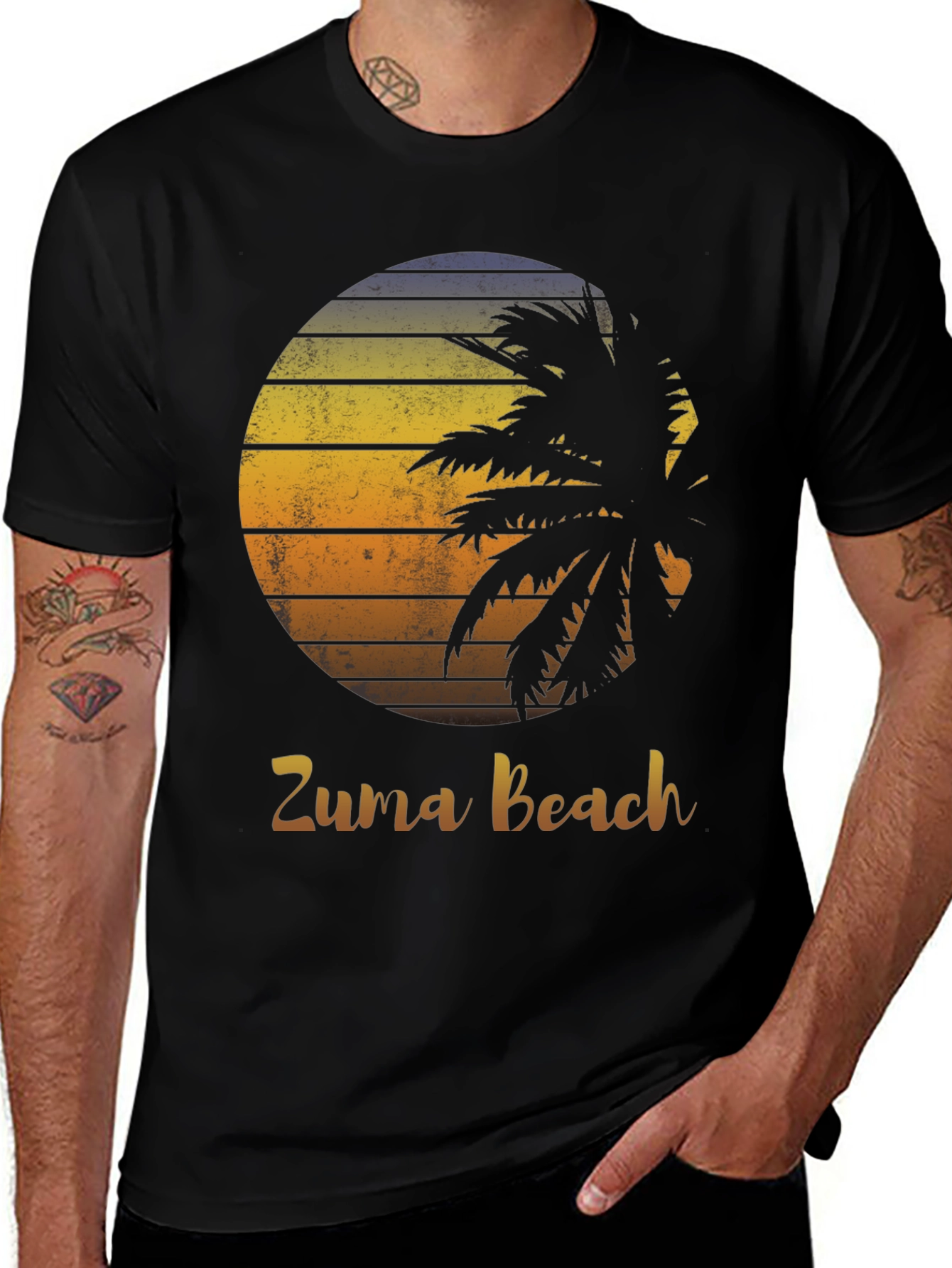 Variant 14 of Zuma Beach Graphic Tee - Palm Tree Sunset