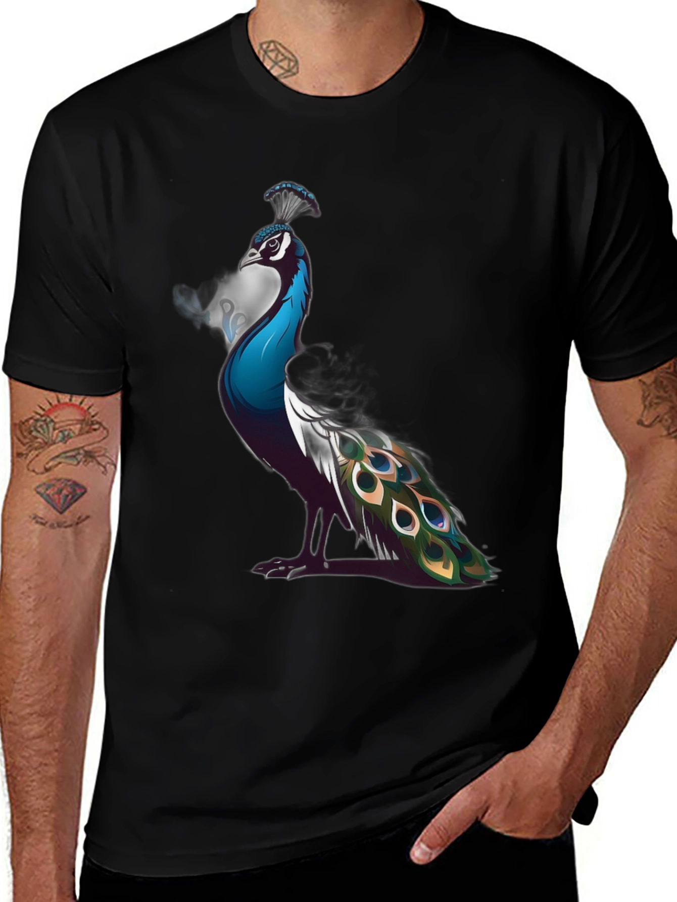 Peacock Graphic Tee - Unique Bird Design