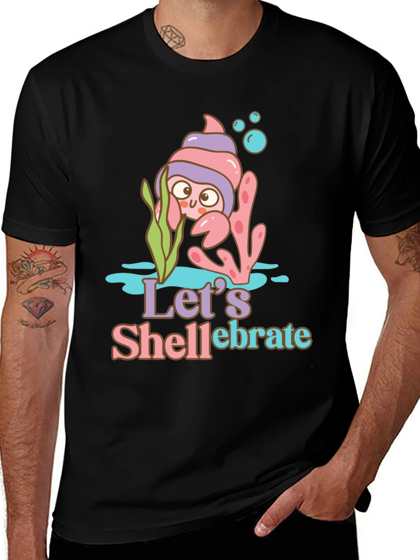 Variant 22 of Let's Shell-ebrate T-Shirt | Fun Cartoon Crab Tee