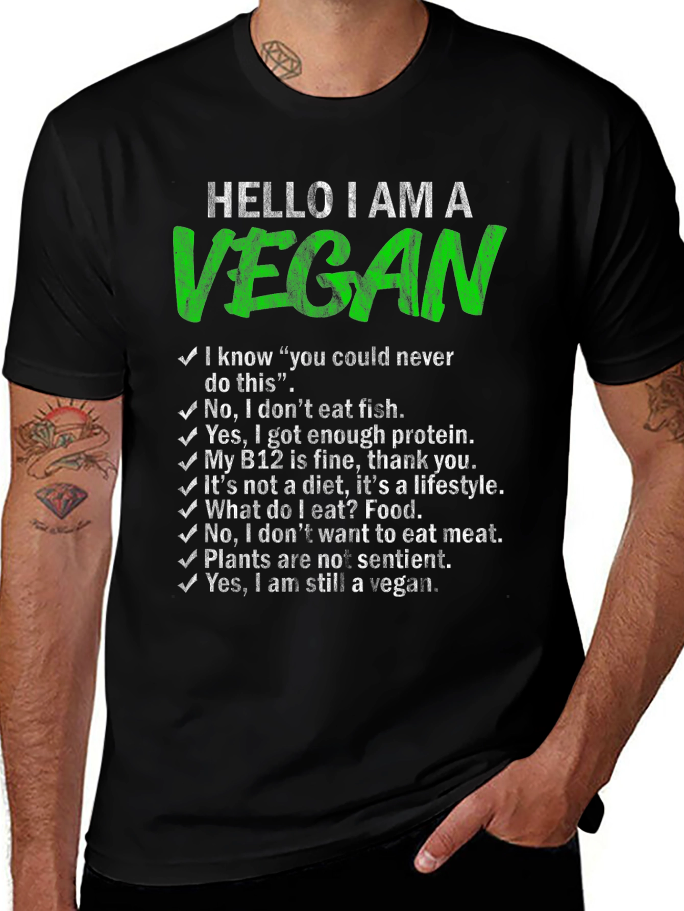 Variant 27 of Vegan T-Shirt - Hello I Am A Vegan